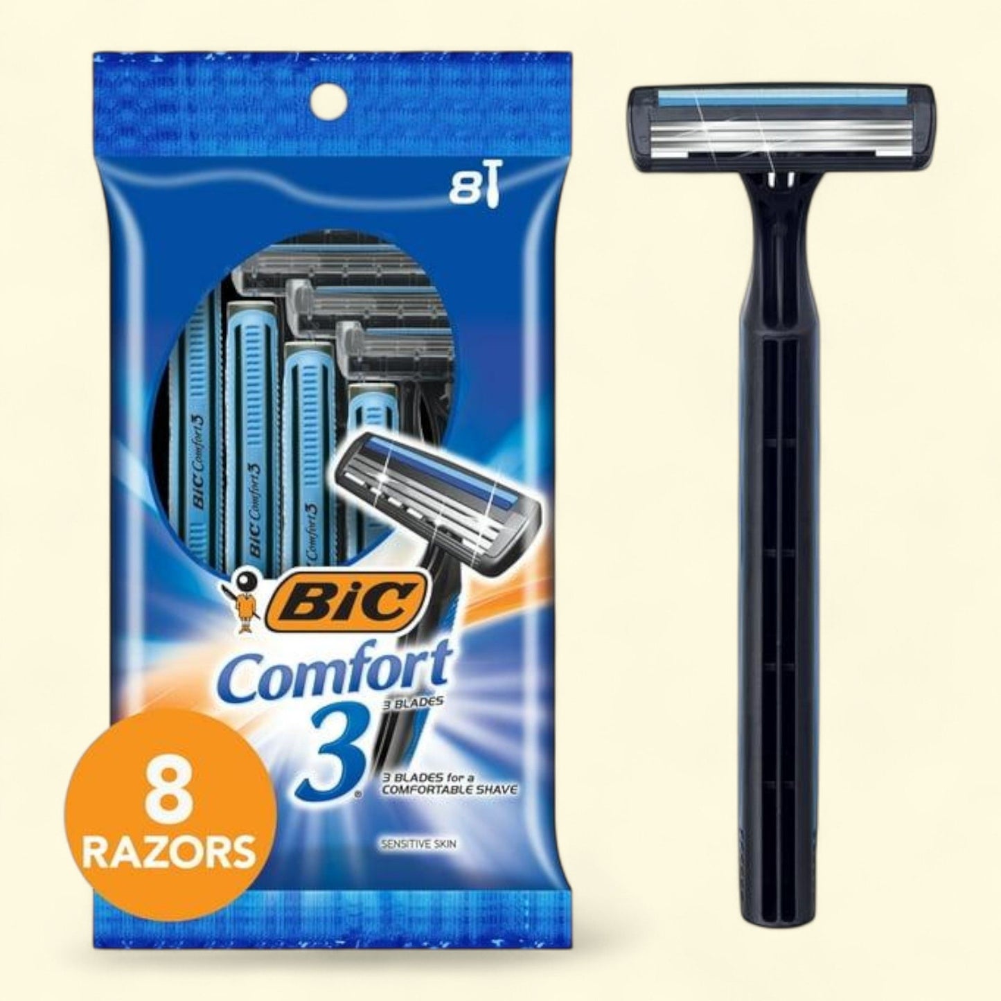 BIC Comfort 3 Disposable Men's Razor, 8-Count