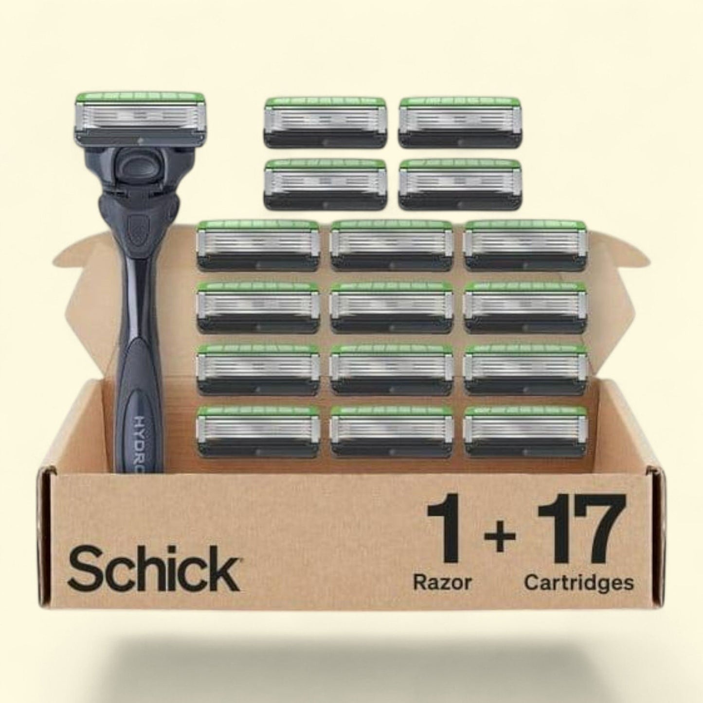 Schick Hydro Sensitive Mens Razor Handle Plus 17 5-Blade Refill Cartridges