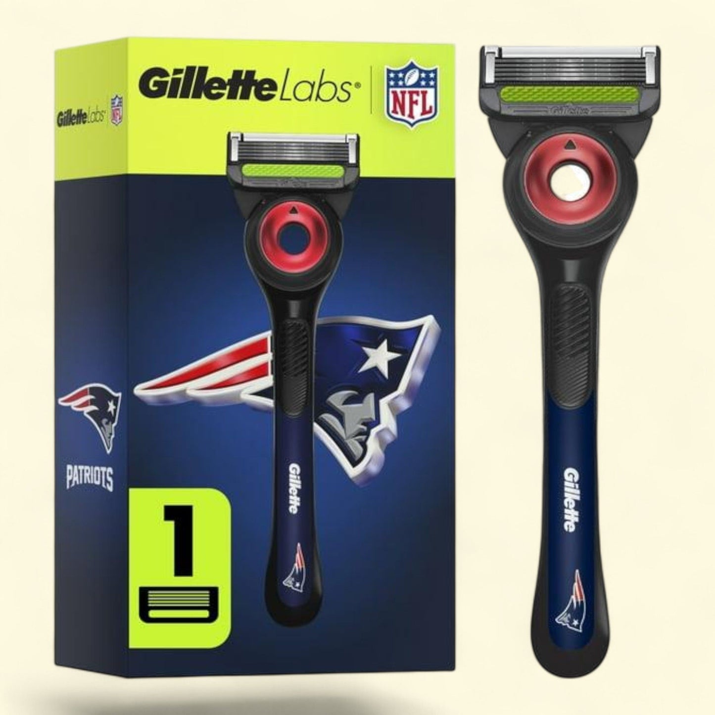 Gillette Labs Patriots Razor for Men, 1 Handle, 1 Blade Refill