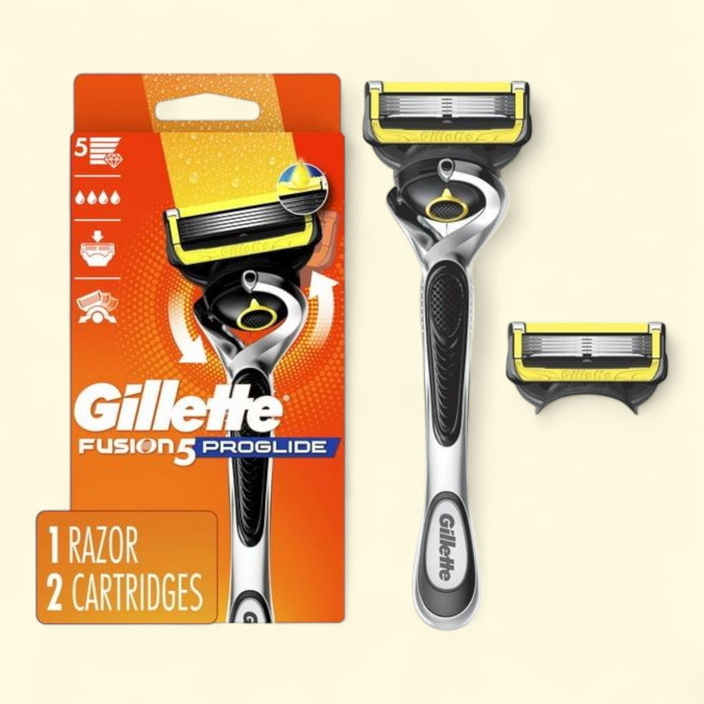 Gillette ProGlide Shield Men's Razor Handle + 2 Blade Refills, Silver