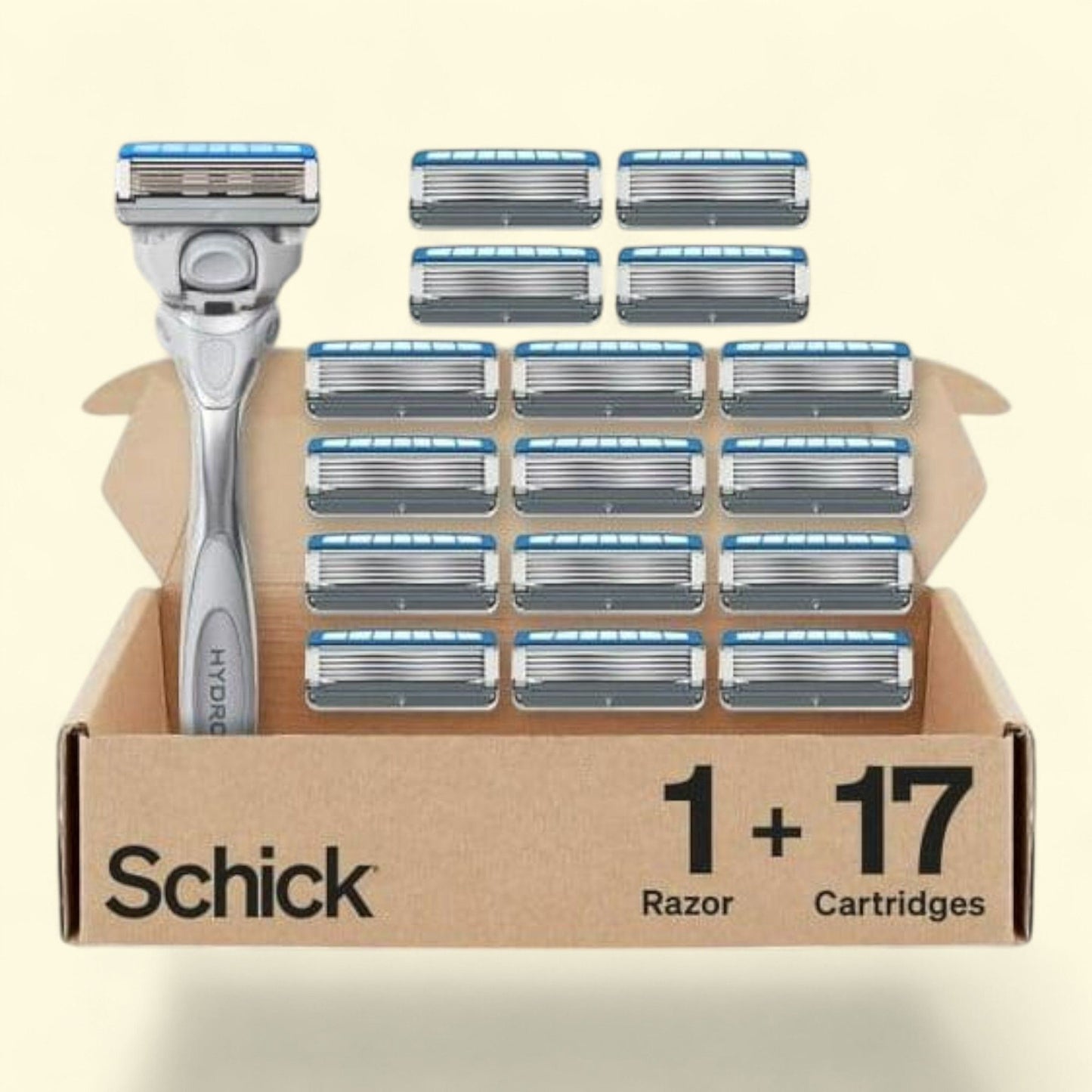 Schick Hydro Dry Skin Men's Razor Handle Plus 17 5-Blade Razor Cartridge Refills