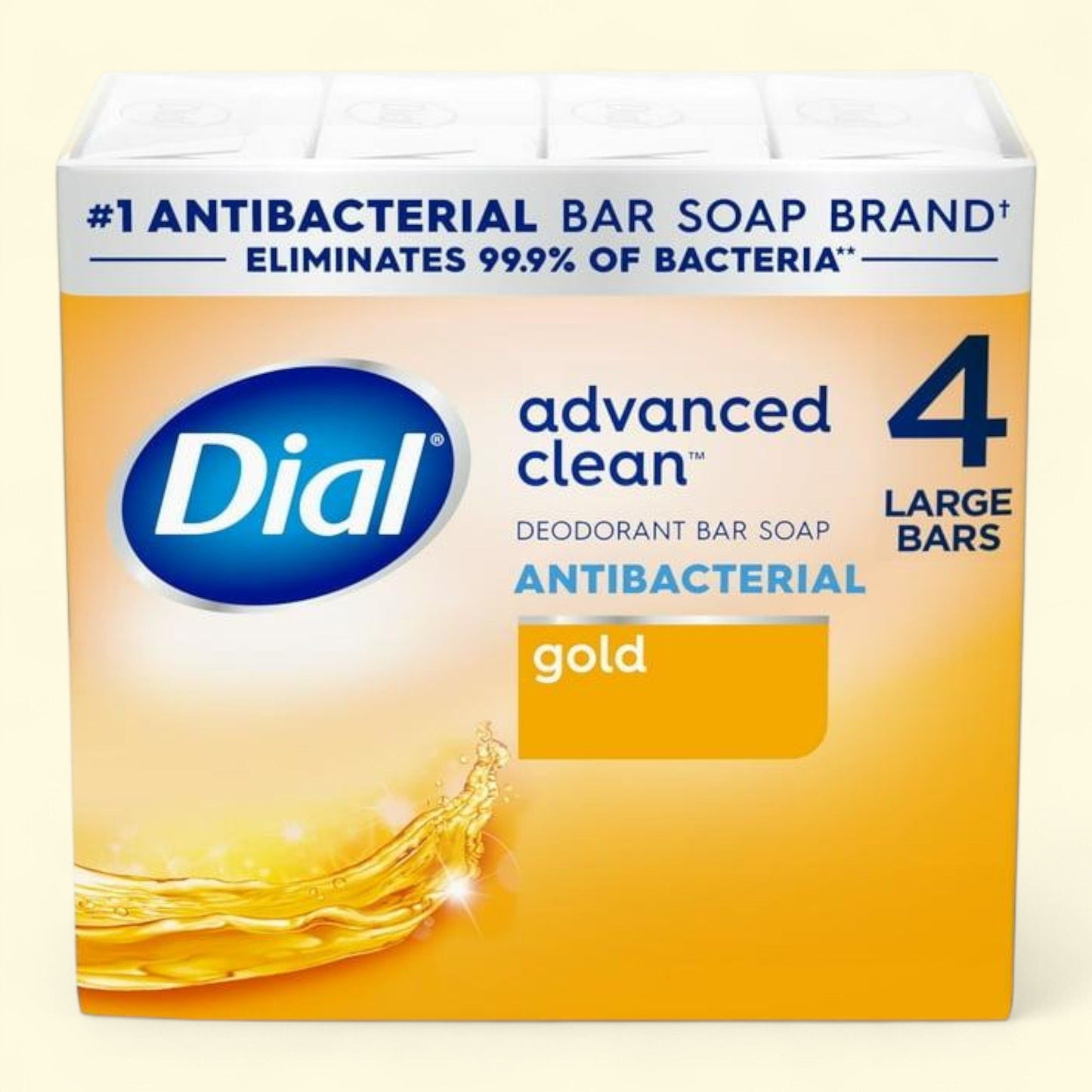 Dial Antibacterial Deodorant Bar Soap, Advanced Clean, 4 oz, 4 Bars