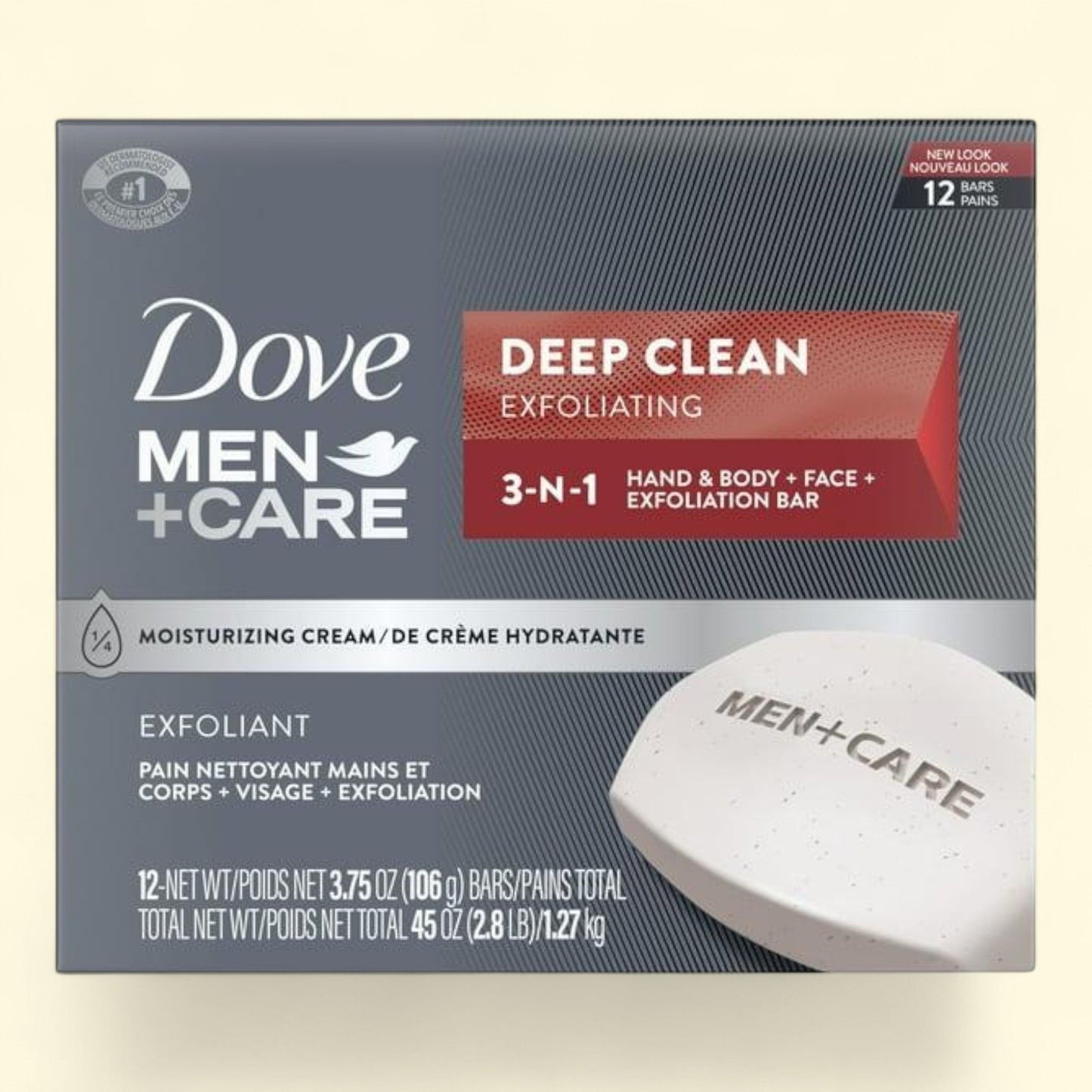 Dove Men+Care 3-in-1 Bar, 3.75 oz 12 Bars
