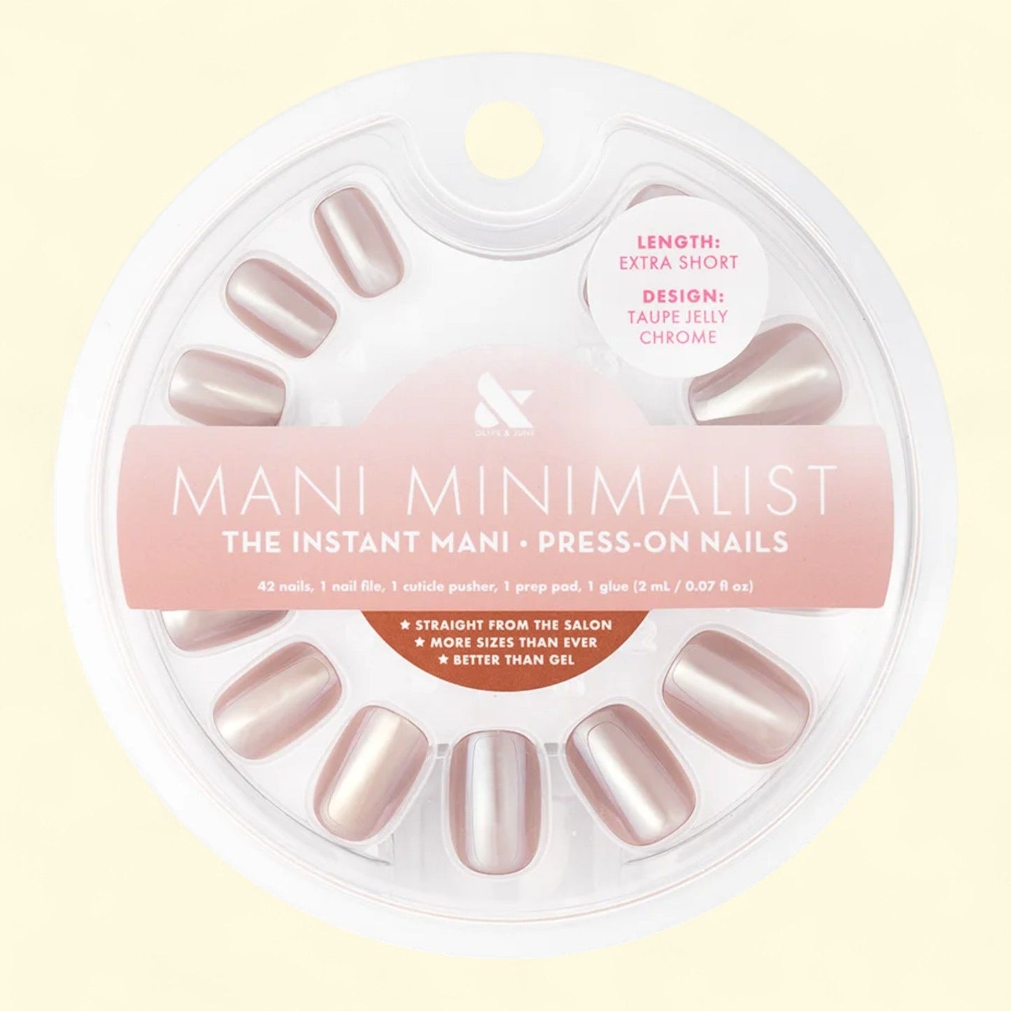 Olive & June Press-On Nails, Squoval Extra Short, Taupe Jelly Chrom... — authentic US product shipped worldwide by Treatspree