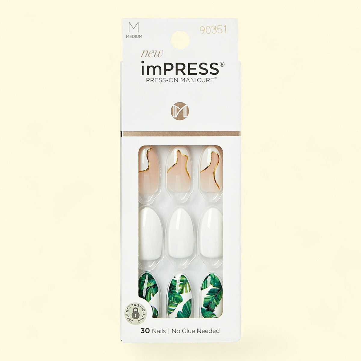 KISS imPRESS Gel Press-On Nails, Medium Almond, Glossy Light White,... — authentic US product shipped worldwide by Treatspree