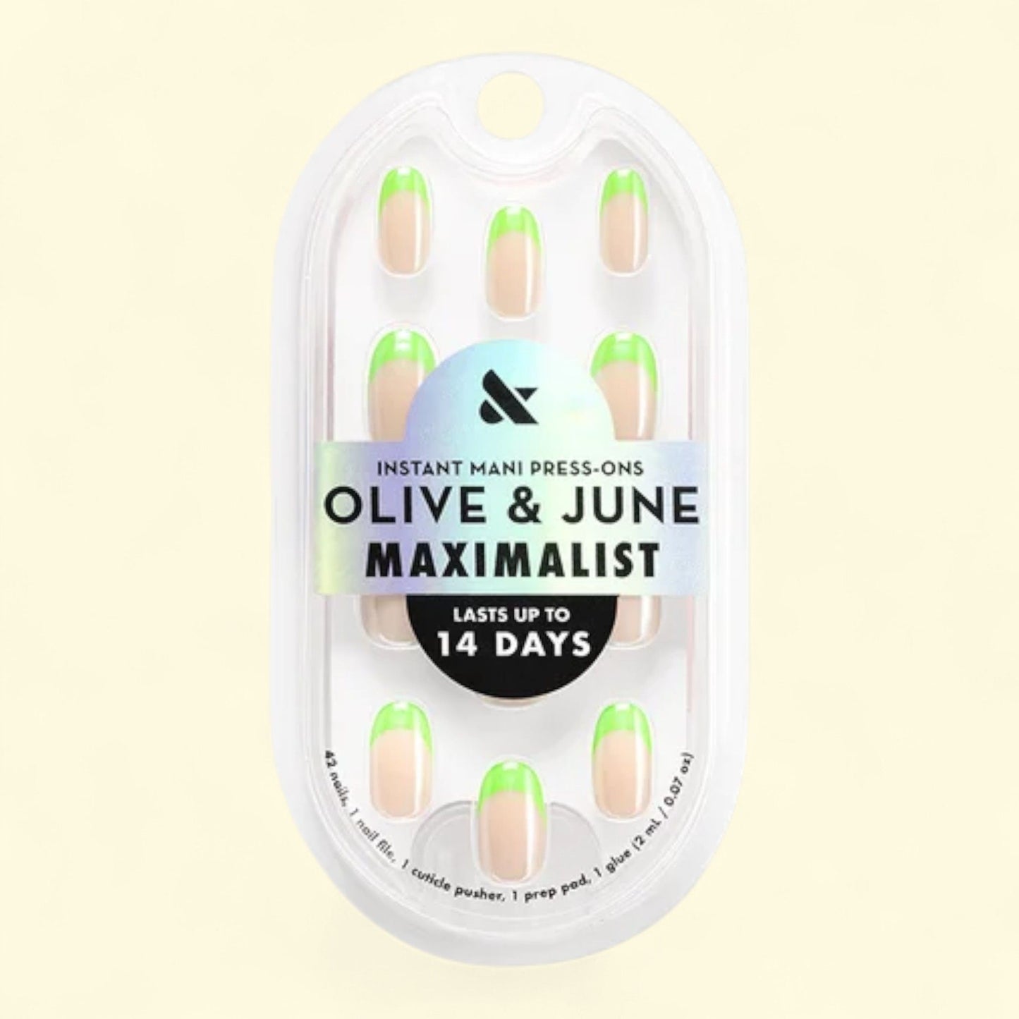 Olive & June Press-On Nails, Maximalist Short Round, Lime Chrome Fr... — authentic US product shipped worldwide by Treatspree