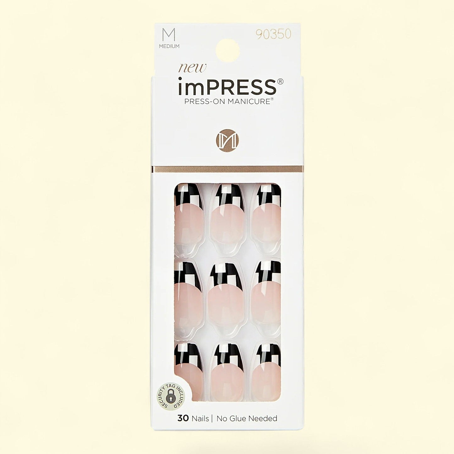 KISS imPRESS Coffin Gel Press-On Nails, Glossy Dark Black, 30 Pieces — authentic US product shipped worldwide by Treatspree