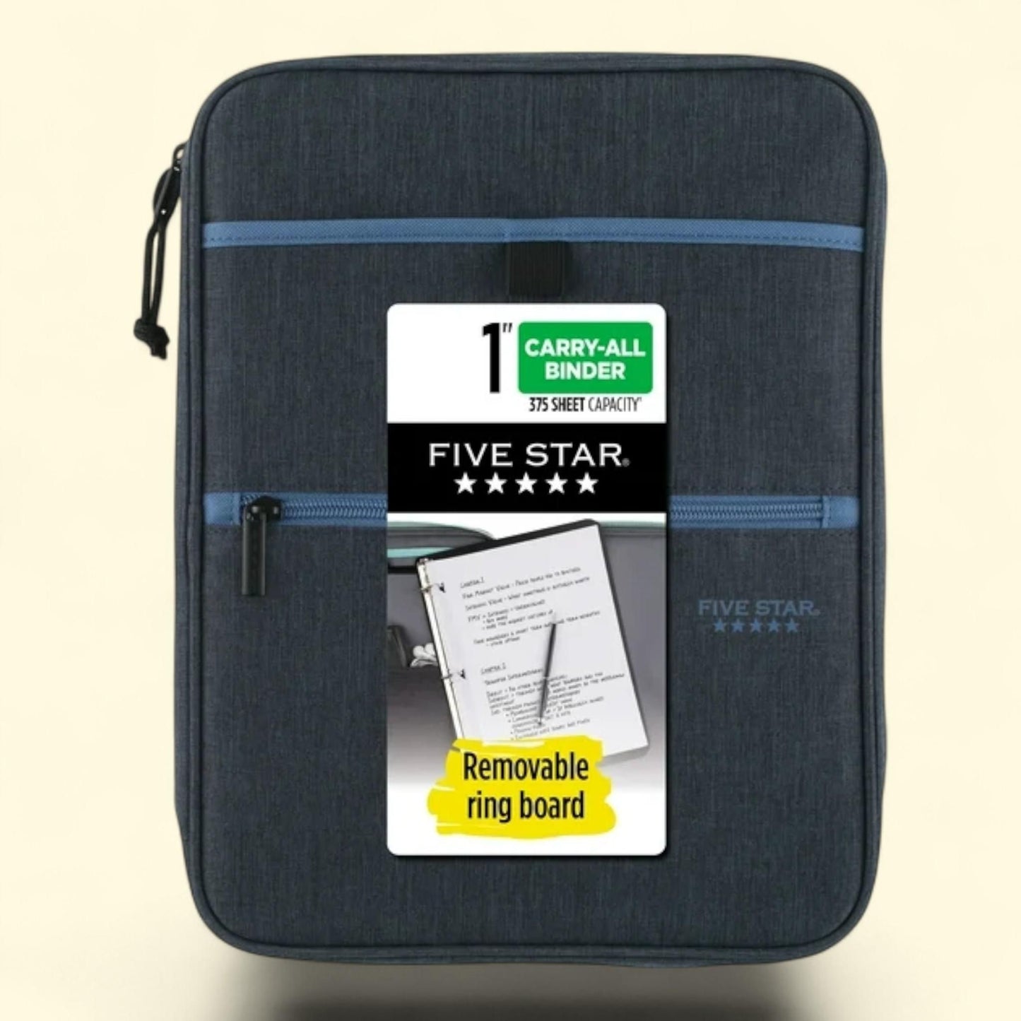 Five Star Carry-All Zipper Binder, 1", Blue, 375 Sheet Capacity