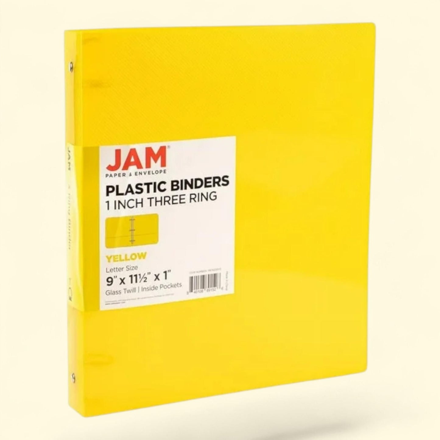 JAM Paper Plastic Binder, 1 inch, Yellow, 11.5 x 10.25, 1 Pack