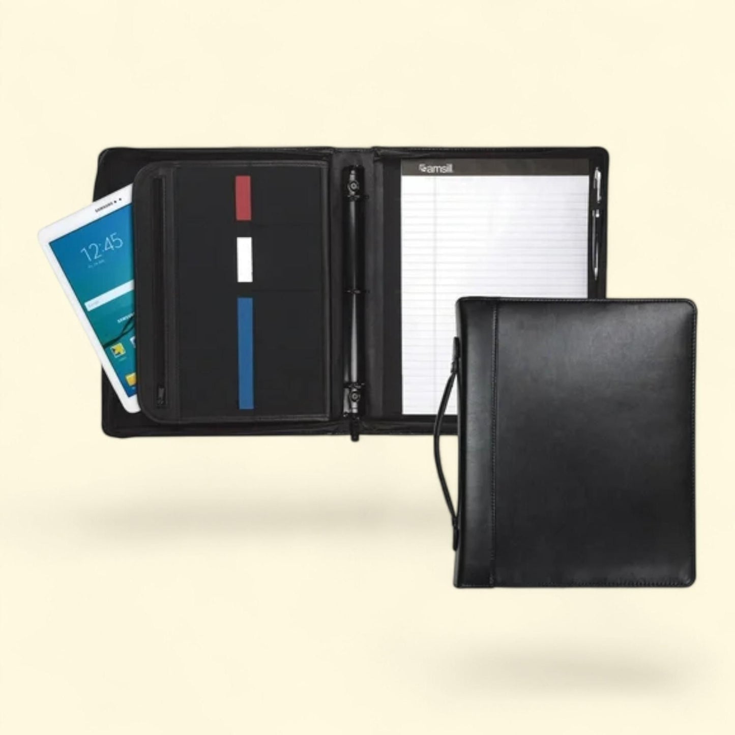 Samsill Multi-Ring Zippered Portfolio, 1" Cap, 11x13.5, Black