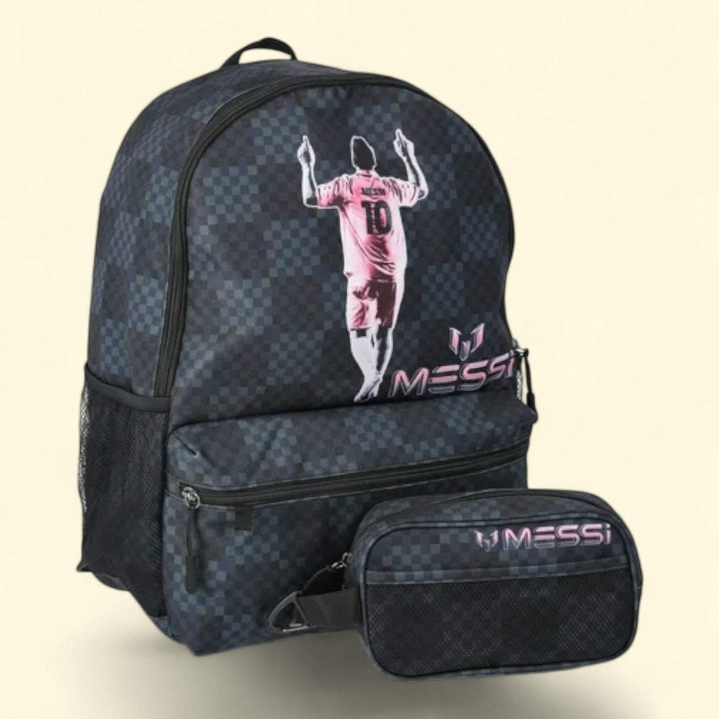 Kids' Checkered Backpack and Pencil Case Set, 17" Black, 2-Piece — authentic US product shipped worldwide by Treatspree