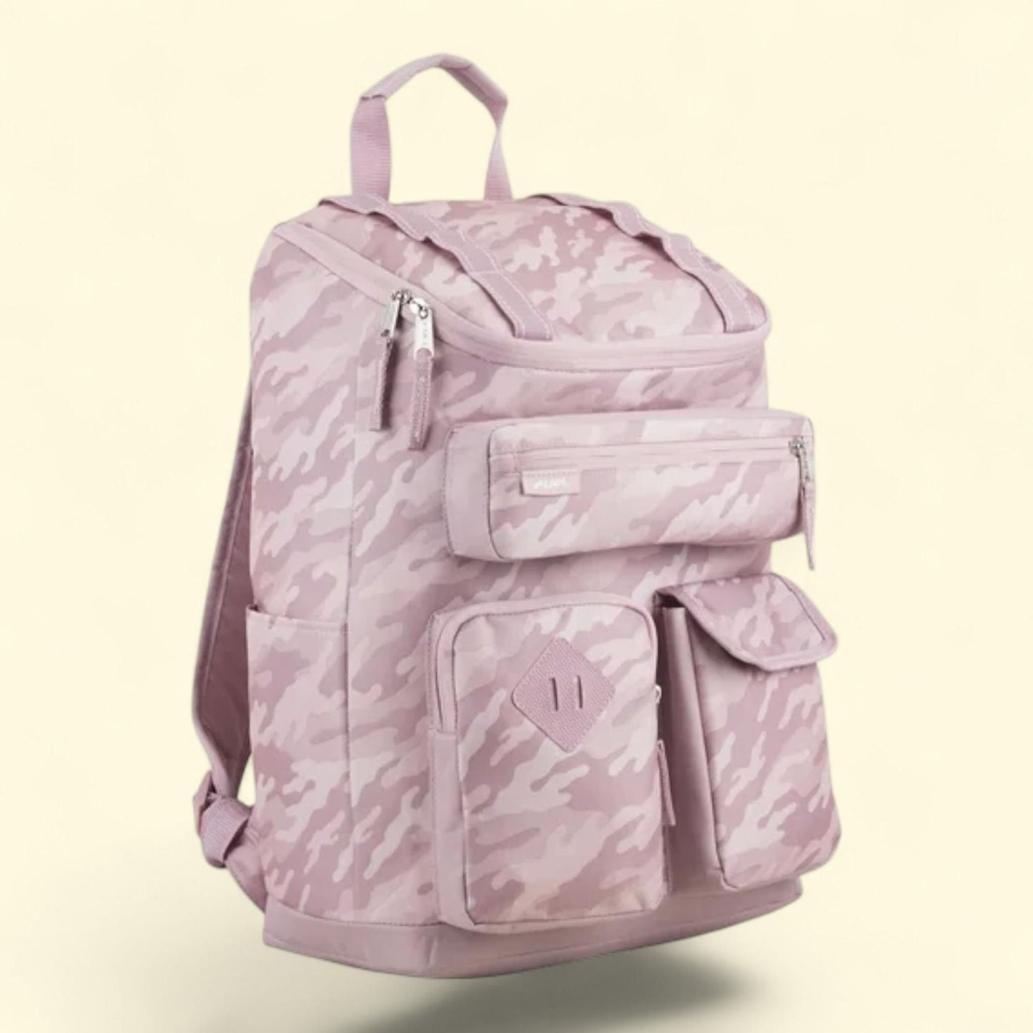 Unisex Cargo Backpack, Pink Camouflage, Wide Mouth