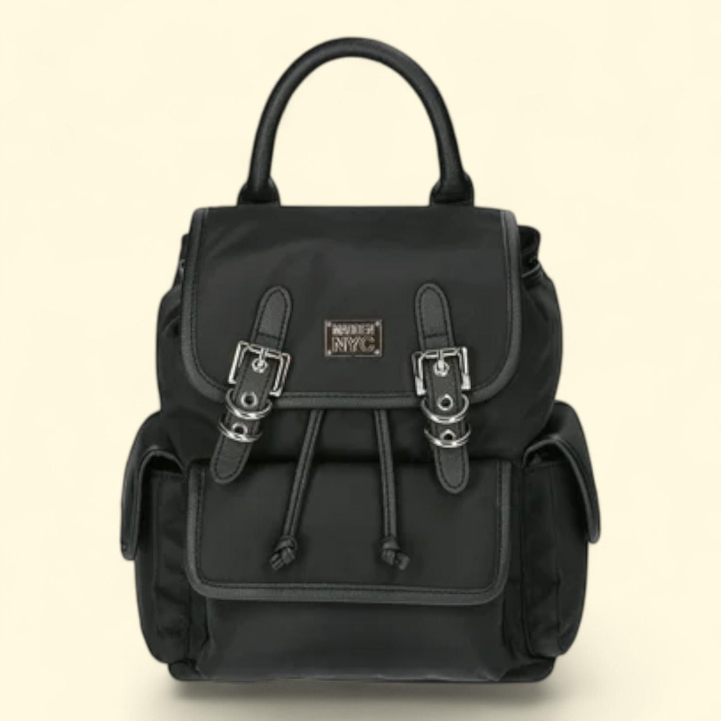 Madden NYC Women's Buckle Flap Nylon Backpack, Black — authentic US product shipped worldwide by Treatspree