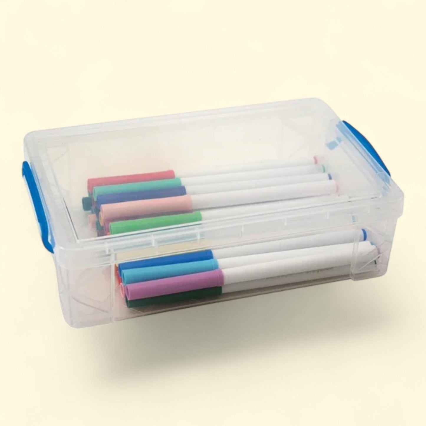 Advantus Super Stacker Pencil Box, Clear and Blue — authentic US product shipped worldwide by Treatspree