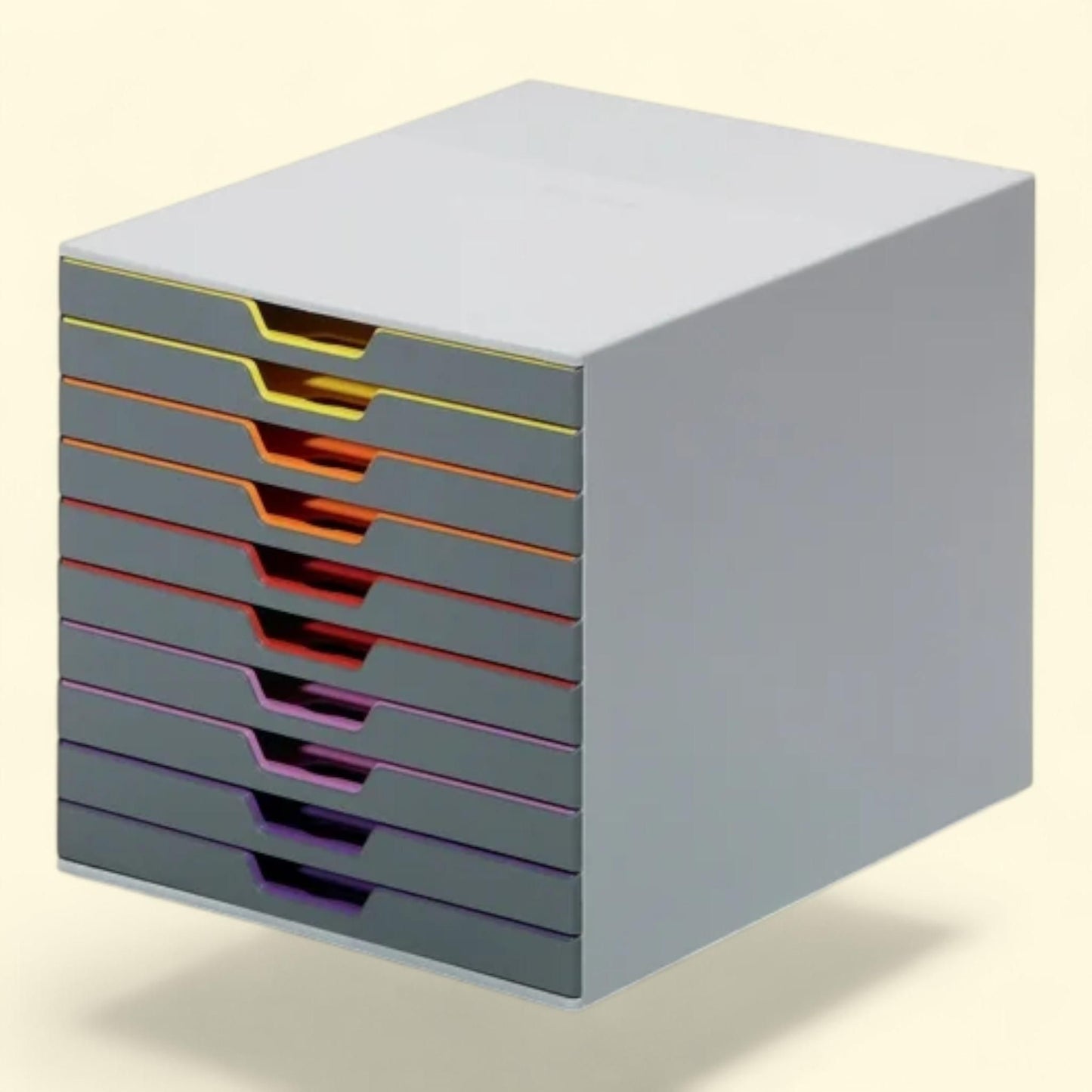 Durable Varicolor Desktop 10 Drawer Organizer, 11" W x 11-3/8" H x 14" D, Charcoal