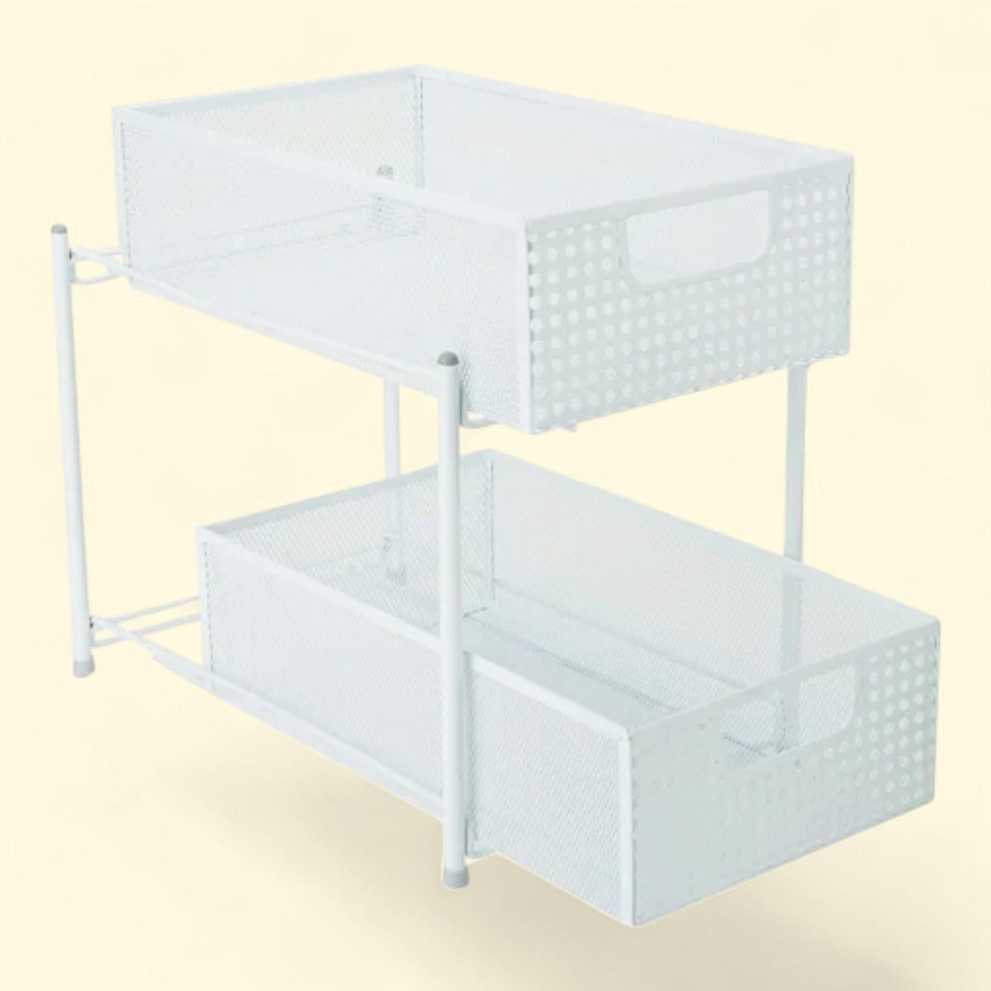 Mind Reader Organizer, 2-Tier Metal Mesh, White