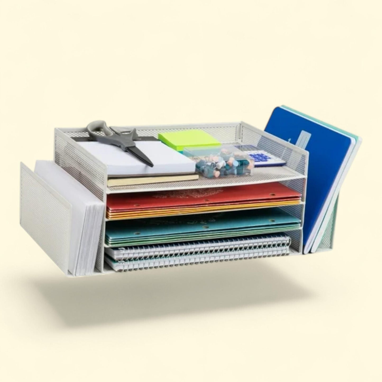 Mind Reader Desktop Organizer, Metal, White