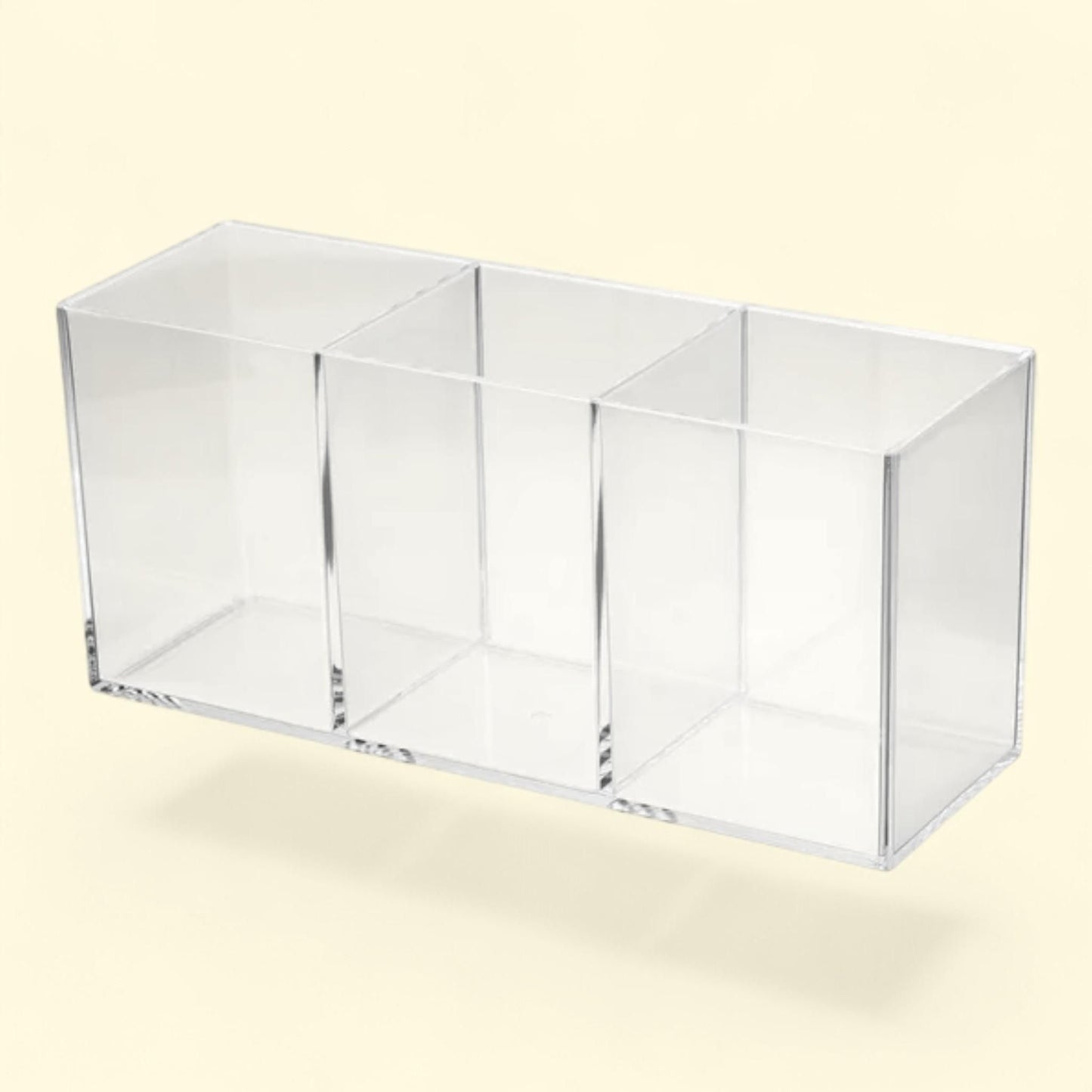 Unique Bargains Pen Holder, 3 Compartments, Clear Acrylic, Transparent, Cup