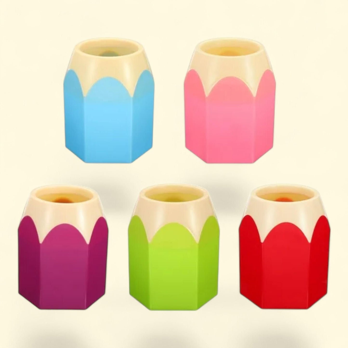 Unique Bargains Pencil Holder, Plastic Pen Holder, Pencil Shape 5 PCS