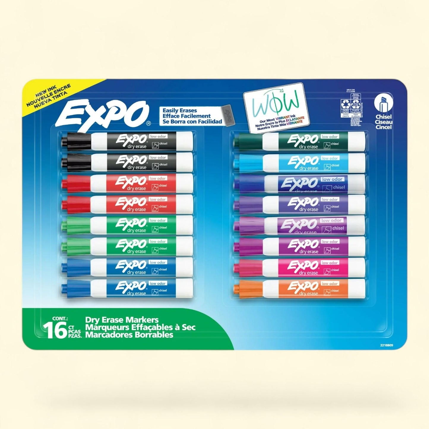 EXPO Dry Erase Markers, Chisel Tip, 16 Count