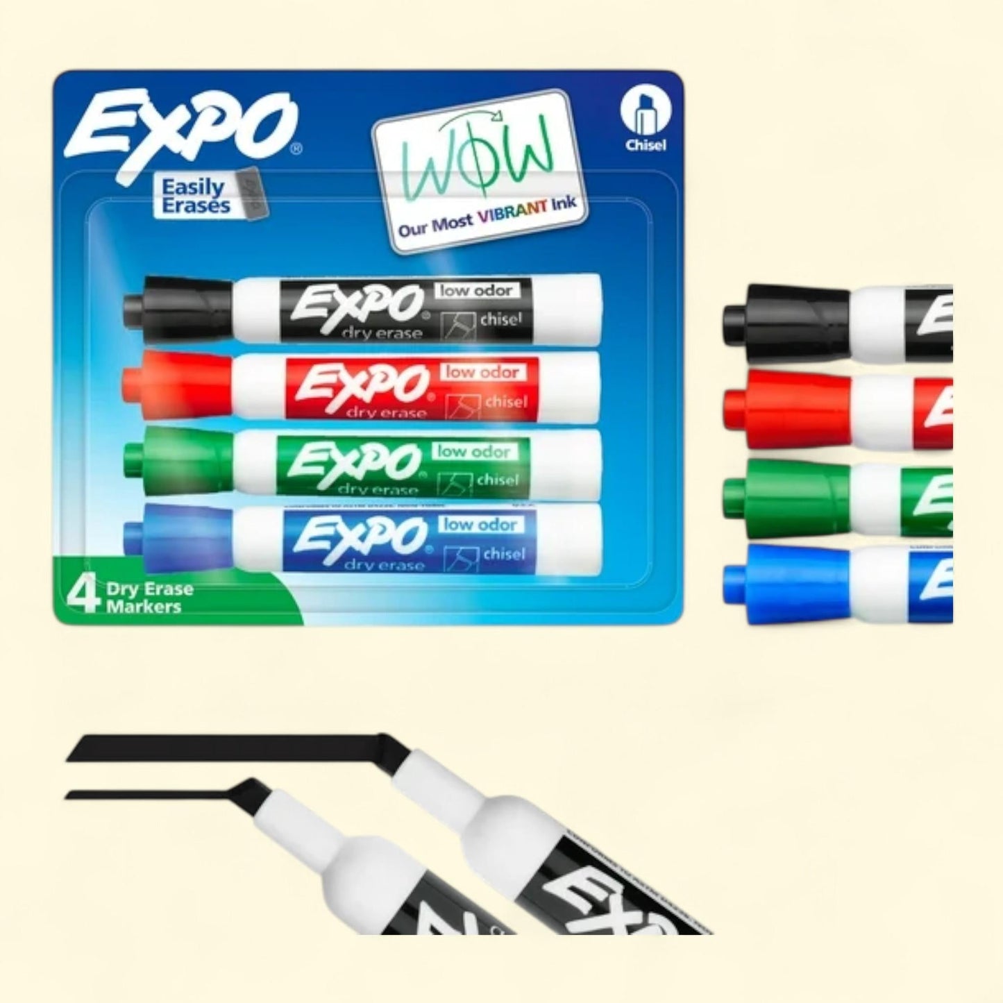 EXPO Dry Erase Markers, Chisel Tip, 4 Count