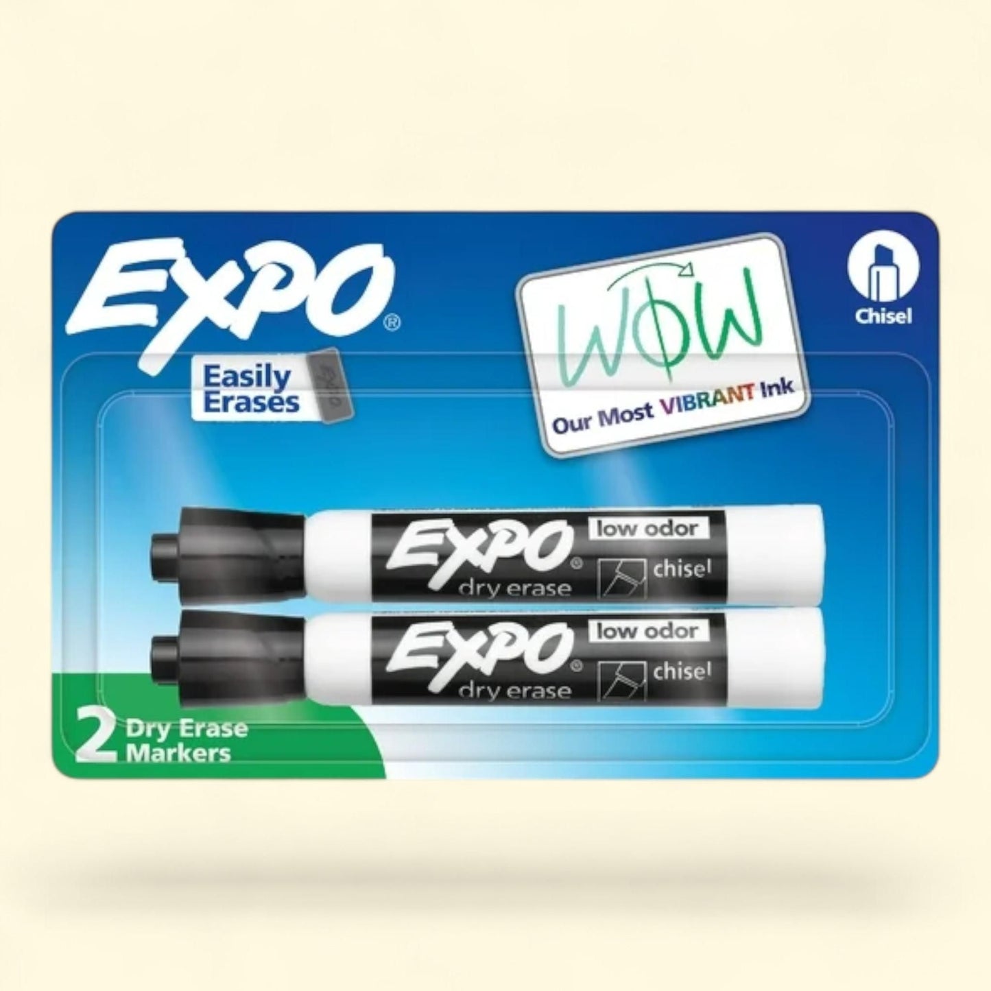 EXPO Dry Erase Markers, Chisel Tip, Black, 2 Count