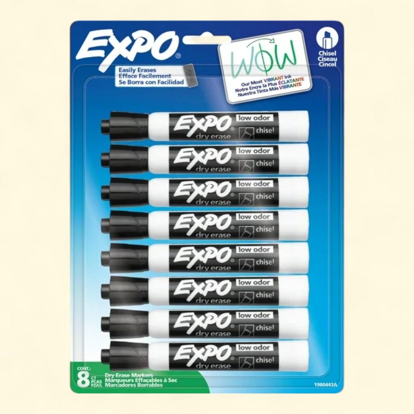 EXPO Dry Erase Markers, Chisel Tip, Black, 8 Count