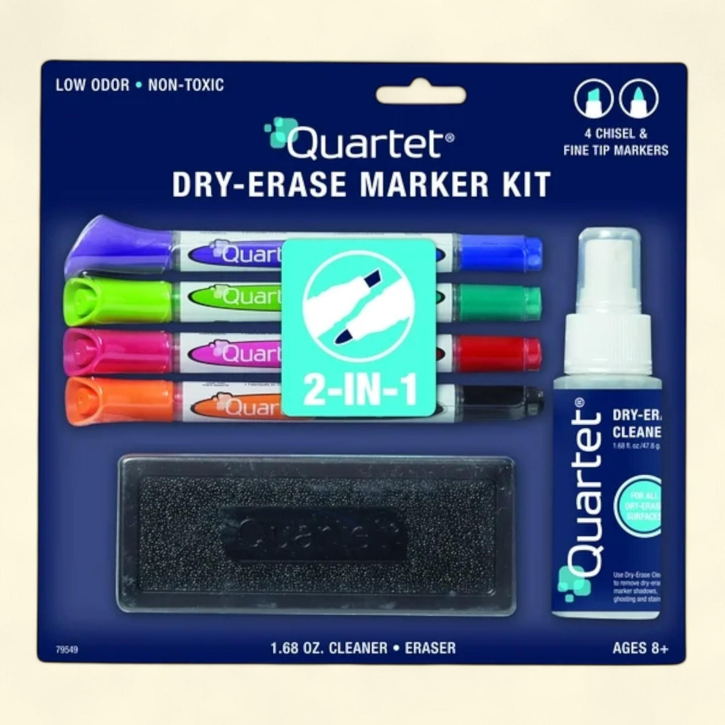 Quartet Dry-Erase Kit, 2-in-1, Chisel/Fine Tip, Eraser, Spray Clean... — authentic US product shipped worldwide by Treatspree