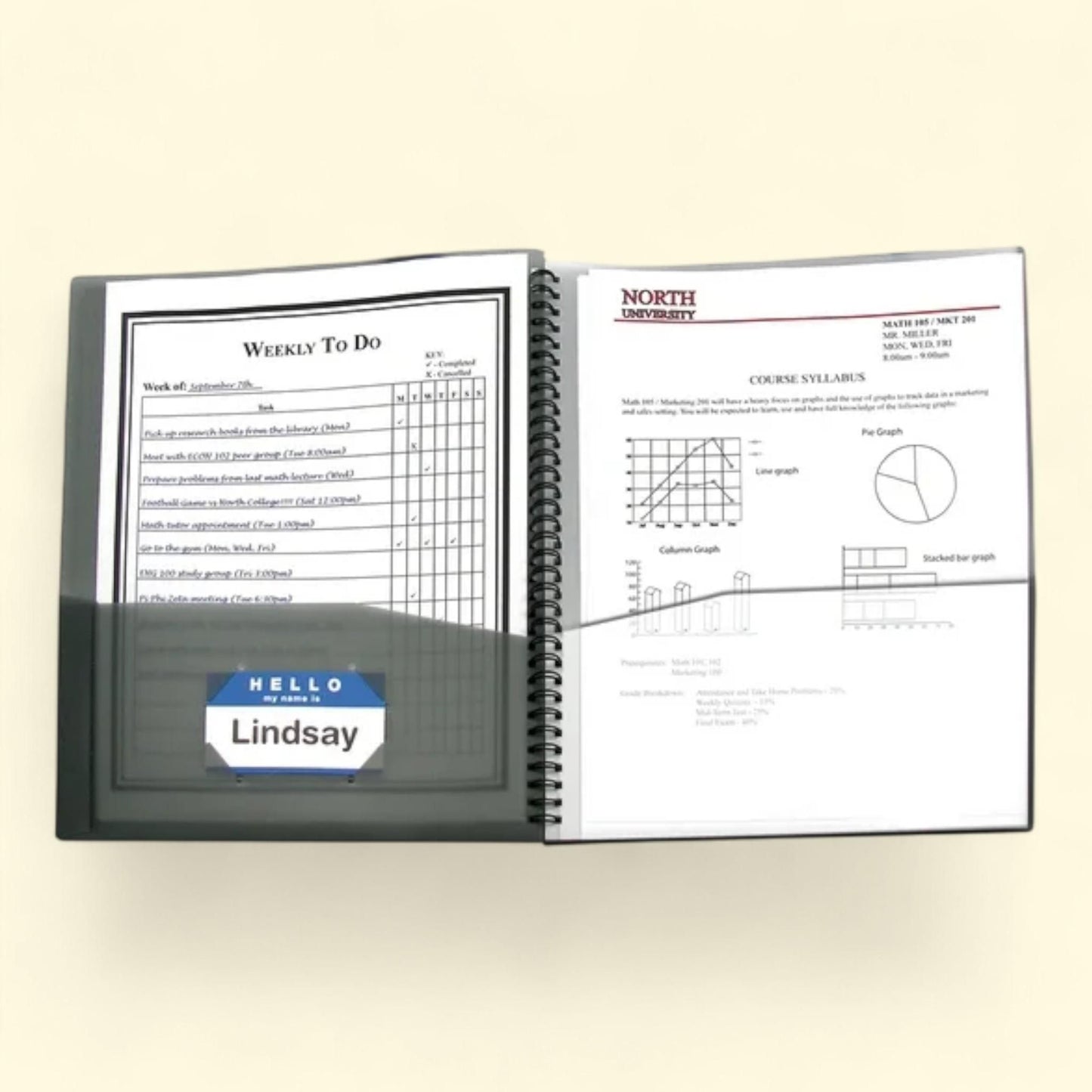 C-Line, Spiral-bound Poly Portfolio, 8-Pocket, Smoke/Clear, 1 Each