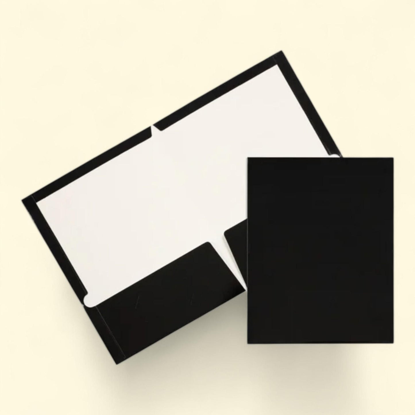 JAM Paper Two Pocket Glossy Folders, Black, 3/Pack