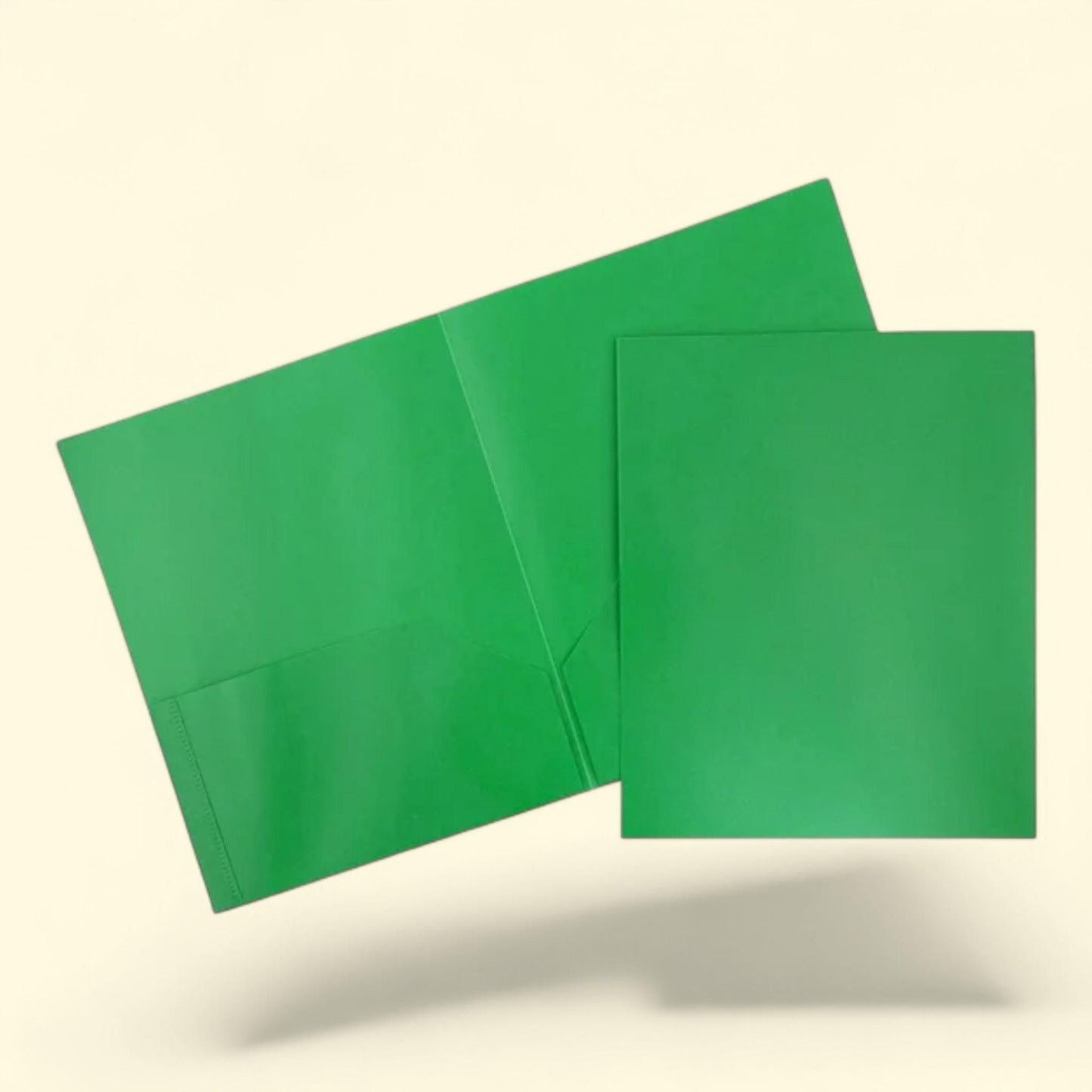JAM Paper Plastic 2 Pocket Folders, Green, 3/Pack