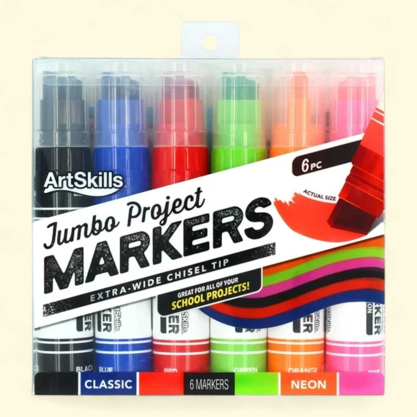 ArtSkills Jumbo Chisel-Tip Markers, 6-Pack
