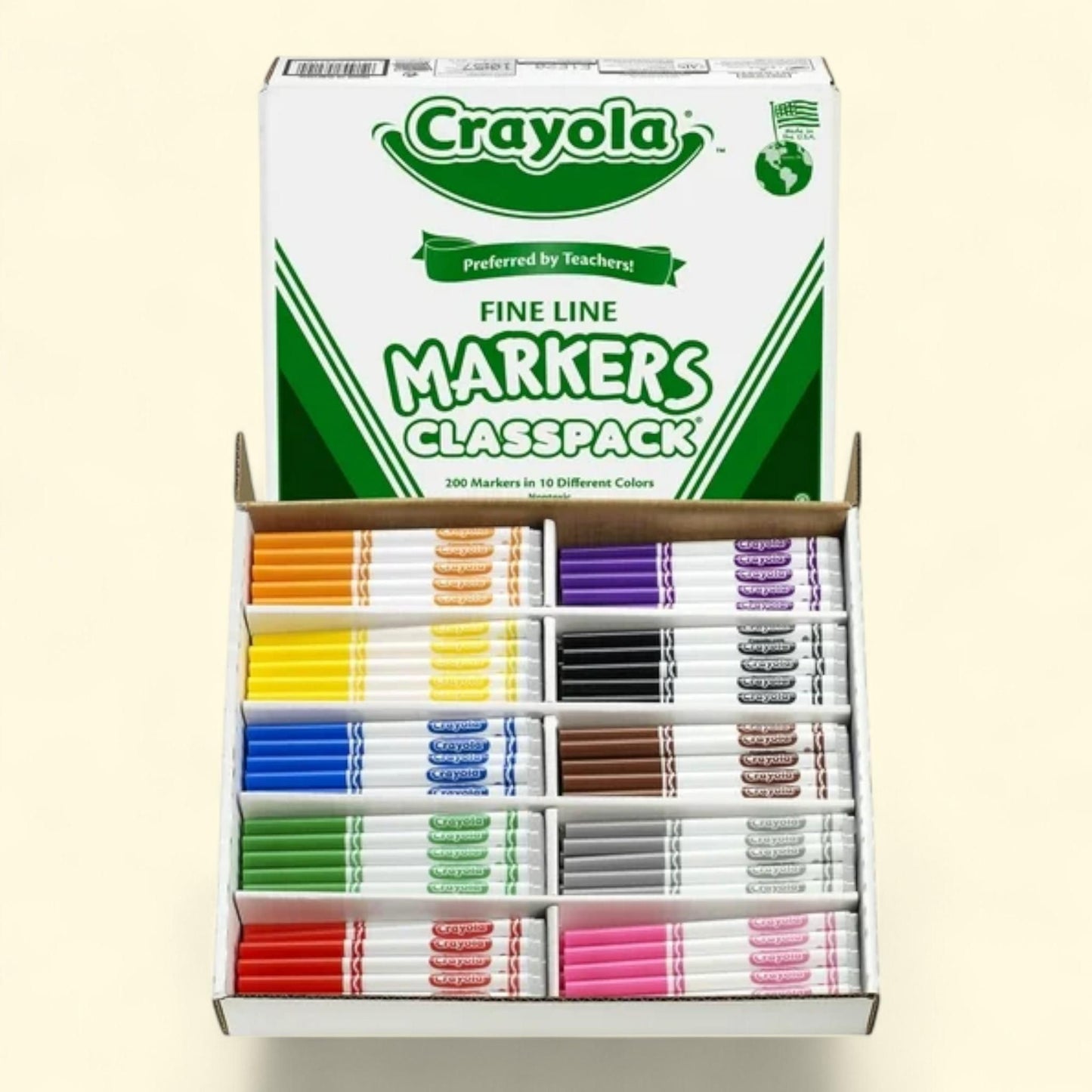 Crayola Markers, Fine Point, 10 Colors, Pack of 200