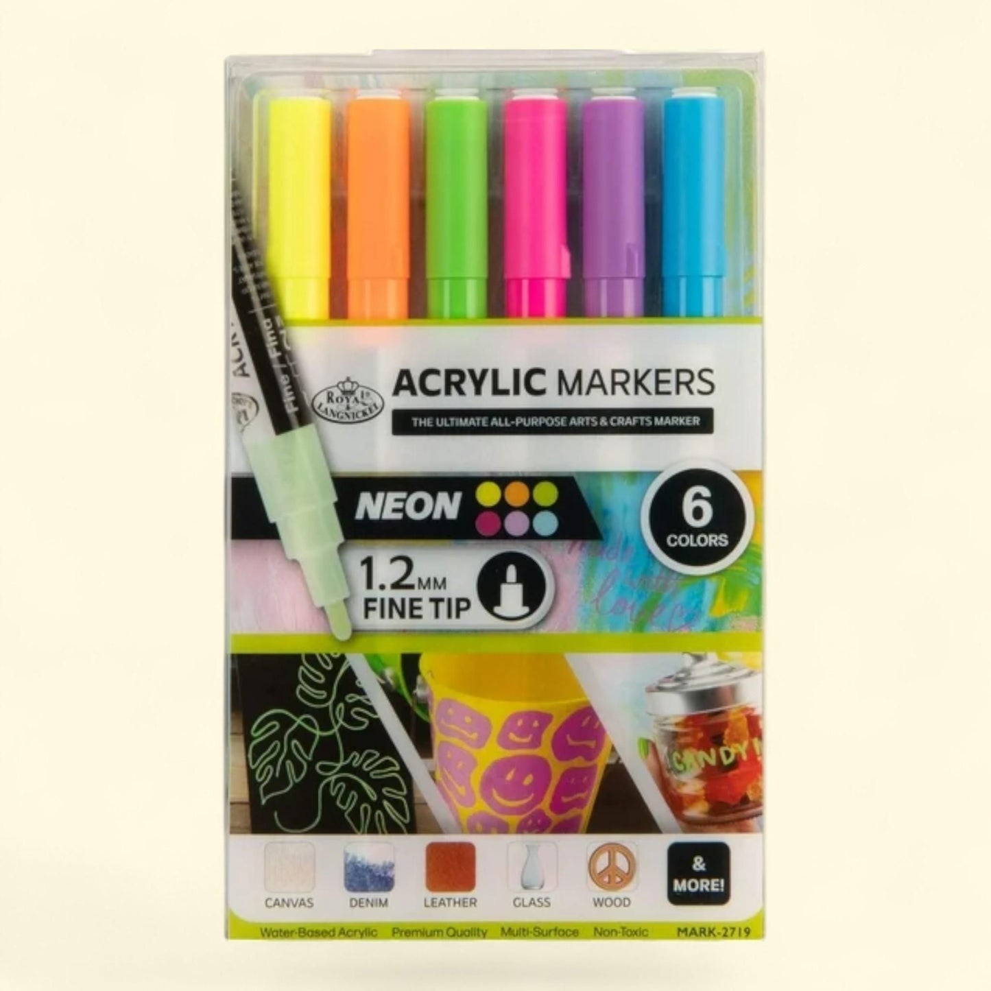Royal & Langnickel Acrylic Neon Markers, 6 Piece, 1.2mm