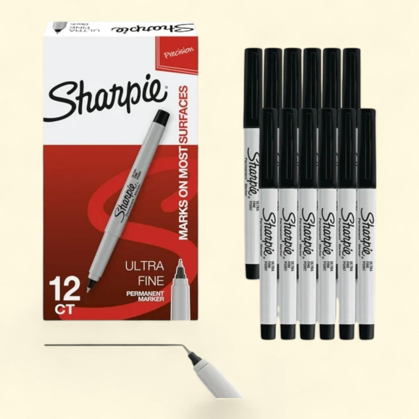 Sharpie Permanent Markers, Ultra Fine Point, Black, 12 Count — authentic US product shipped worldwide by Treatspree