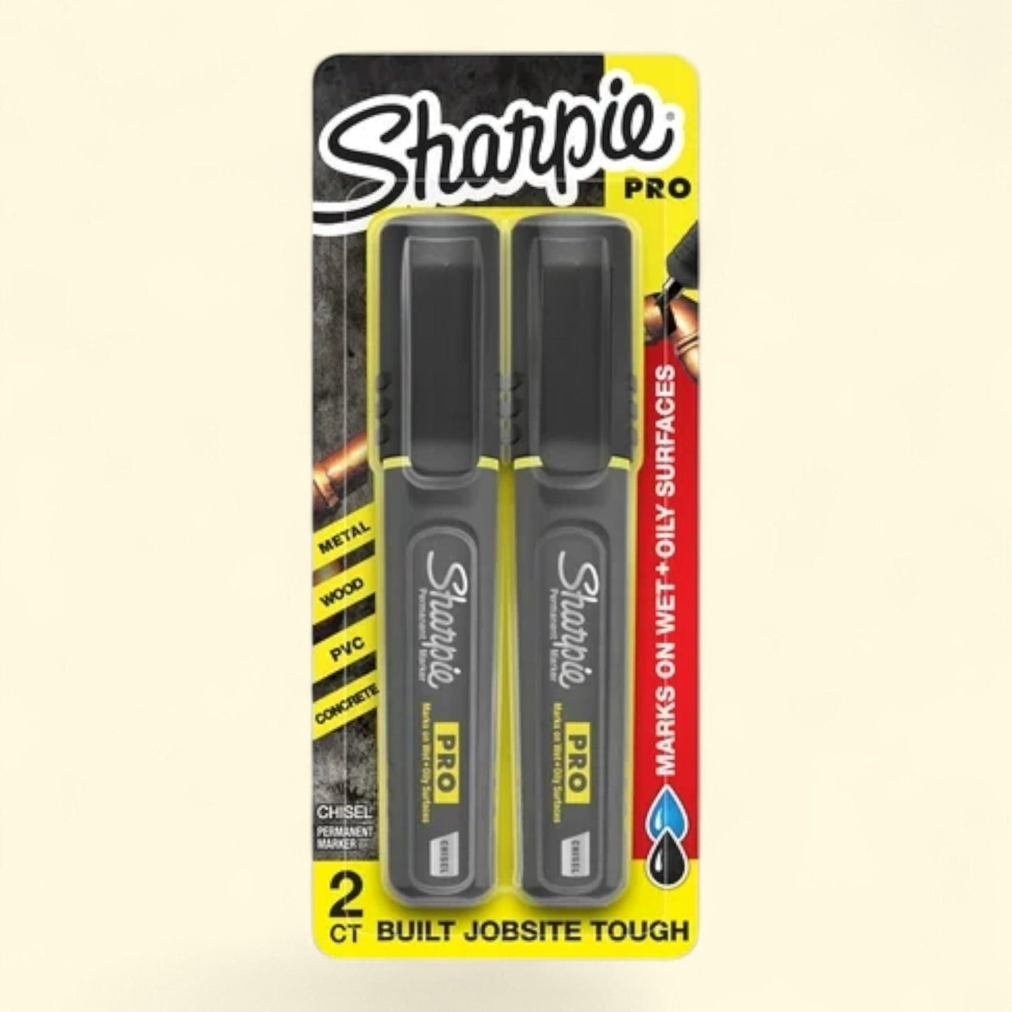Sharpie PRO Permanent Markers, Chisel Tip, Black, 2 Count