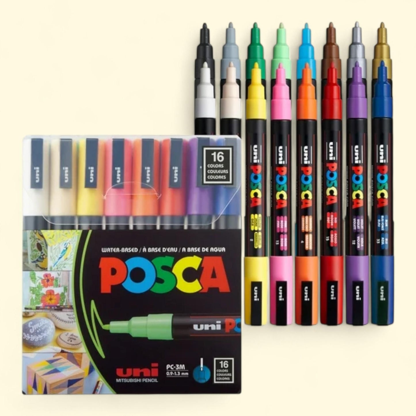 Uni POSCA PC-3M Paint Markers, Fine Tip, 16 Count — authentic US product shipped worldwide by Treatspree