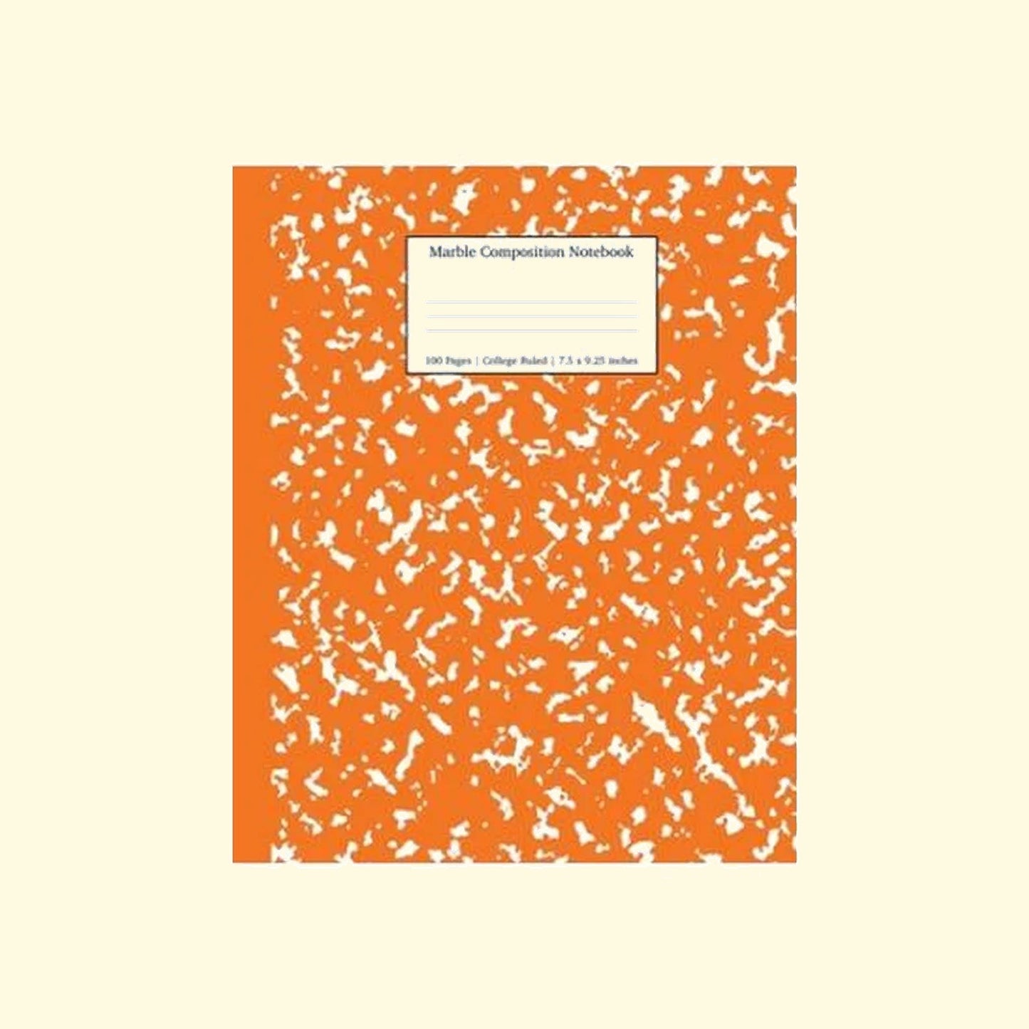 Marble composition notebook with orange and white pattern