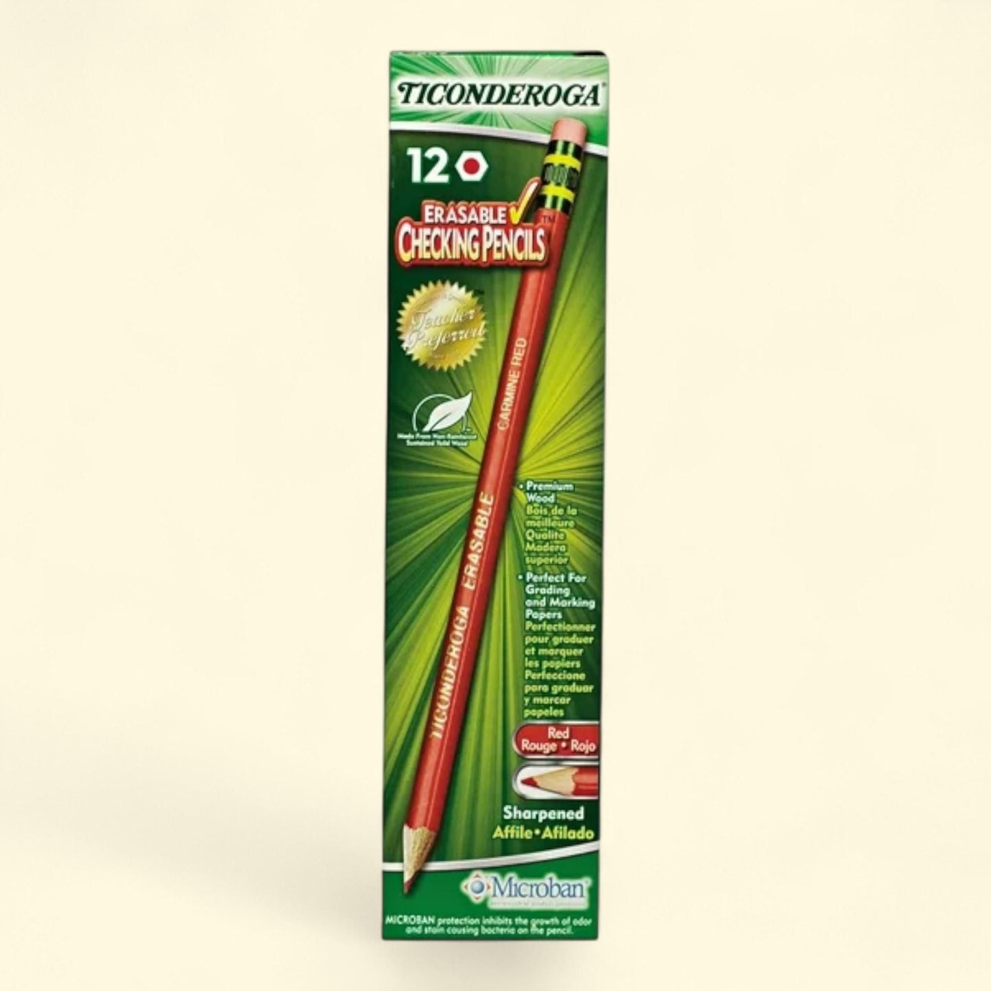 Dixon Ticonderoga Checking Pencils, Red, 12 Pack — authentic US product shipped worldwide by Treatspree