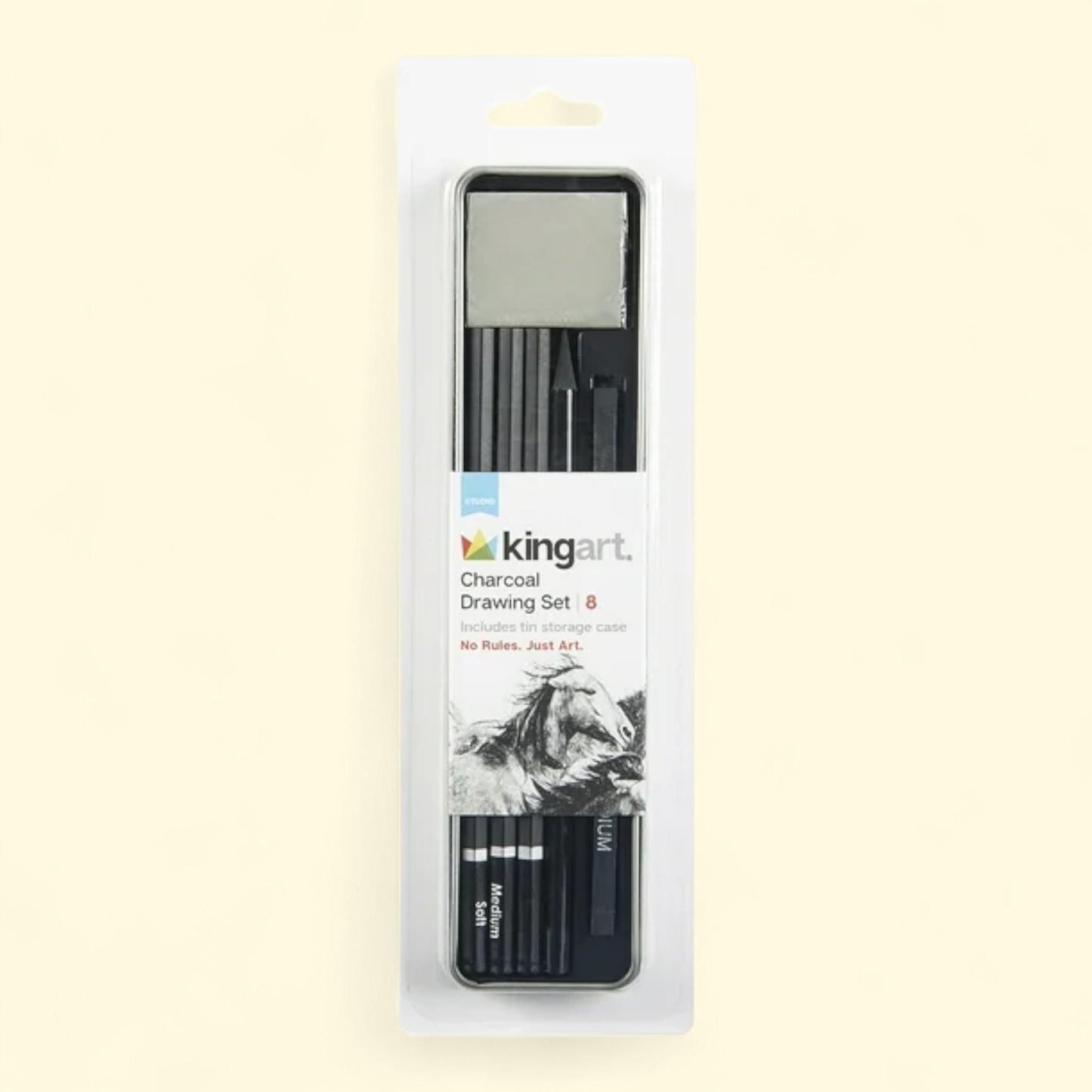 KINGART Charcoal Sketching Tin Travel Set