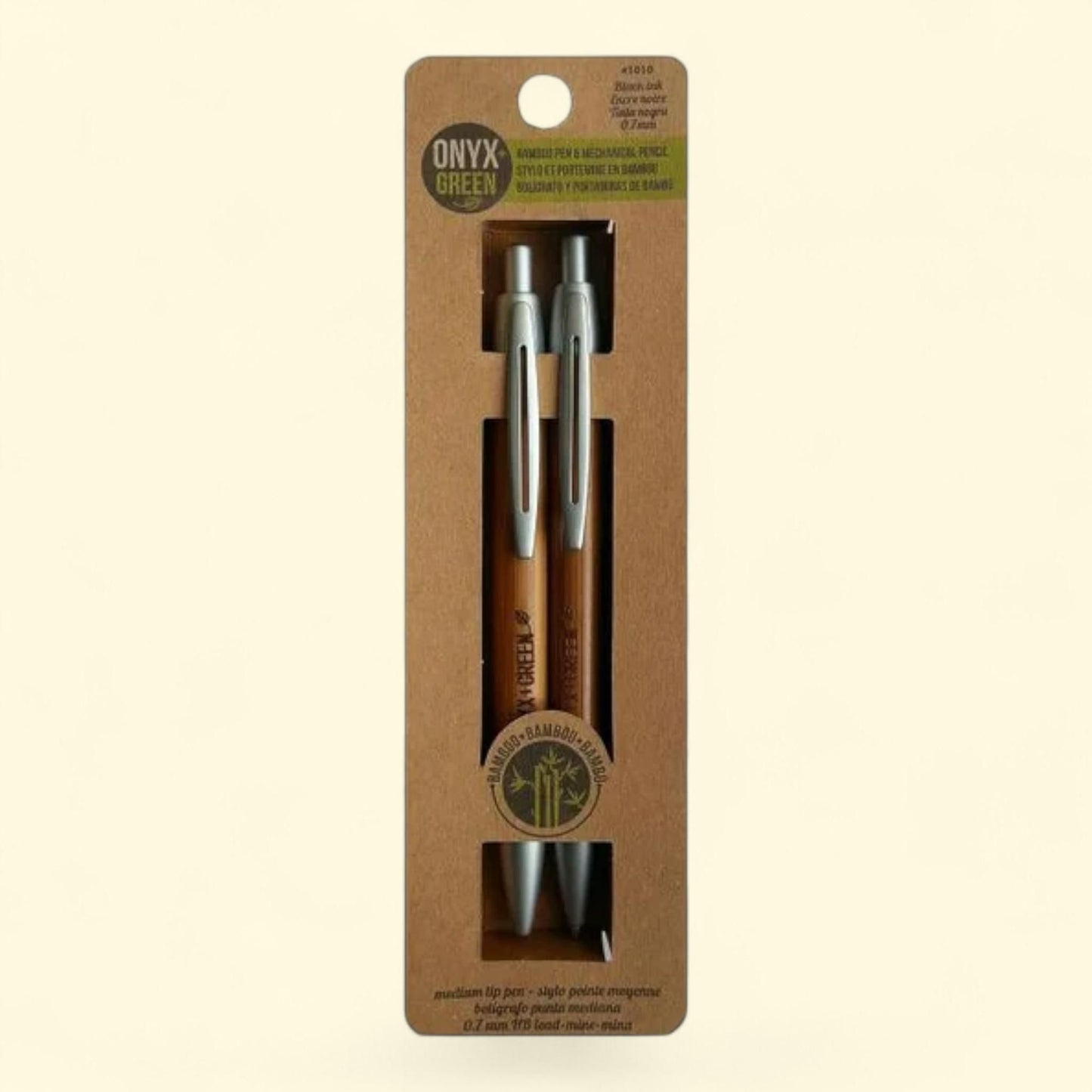 Pen/Mechanical Pencil Set, Bamboo, 1mm Black Ink/.5mm Lead — authentic US product shipped worldwide by Treatspree