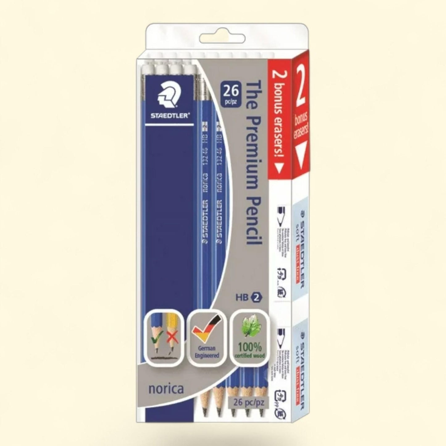 Staedtler Wood Pencils, 24 Pack + 2 Eraser — authentic US product shipped worldwide by Treatspree