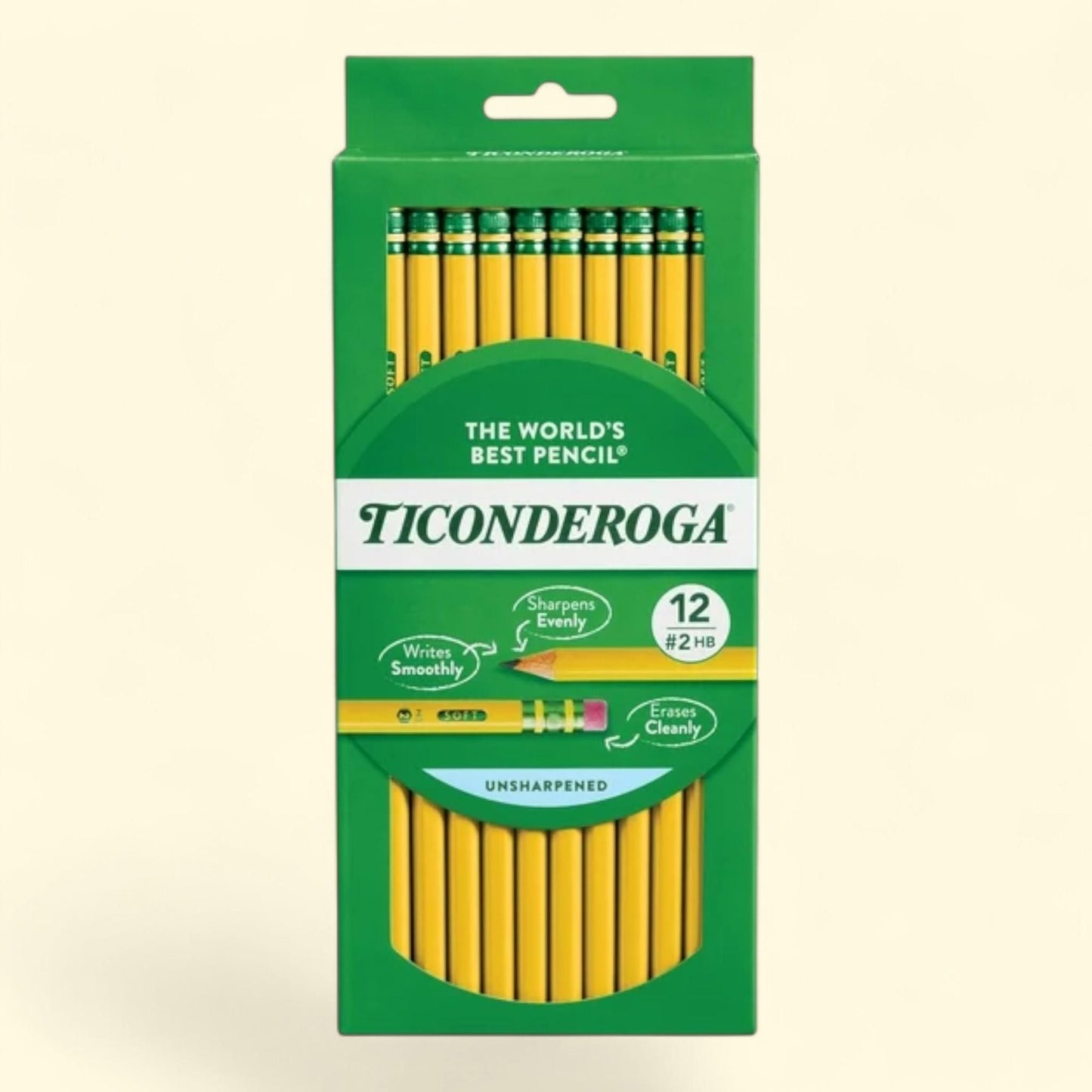 Ticonderoga Pencils, Unsharpened #2 Lead, Yellow, 12 Count