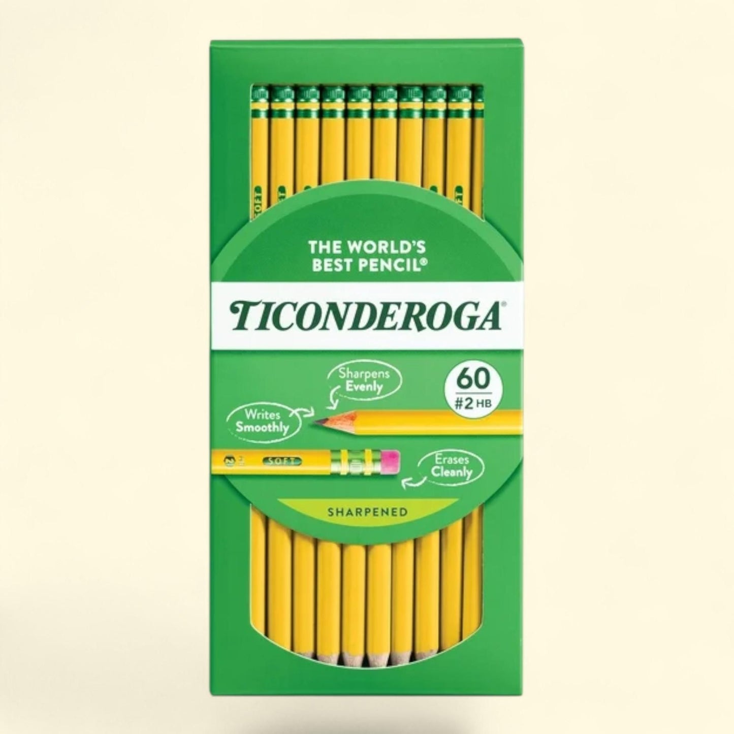 Ticonderoga Wooden Pencils, 2 HB, .03mm, Yellow, 60 Count — authentic US product shipped worldwide by Treatspree