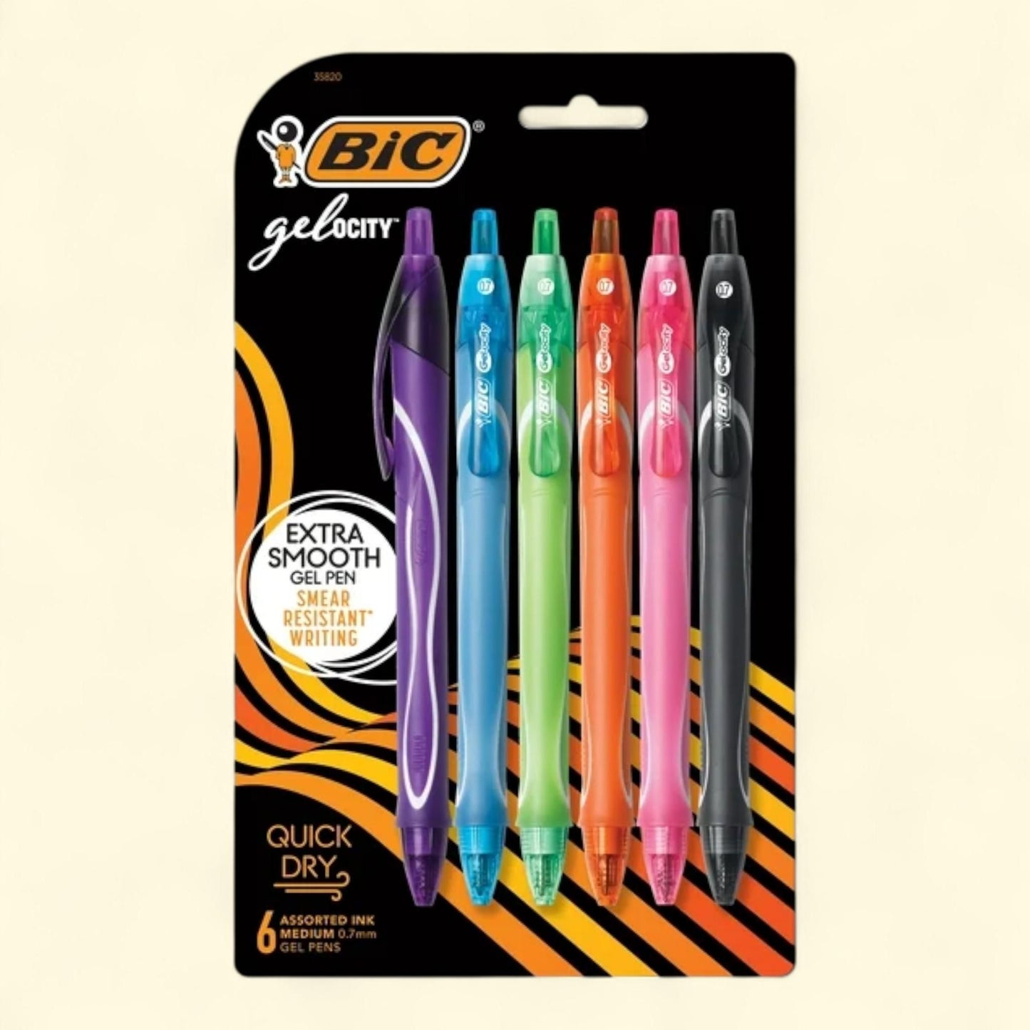 BIC Gelocity Gel Pen, Medium Point, 0.7 mm, 6 Count