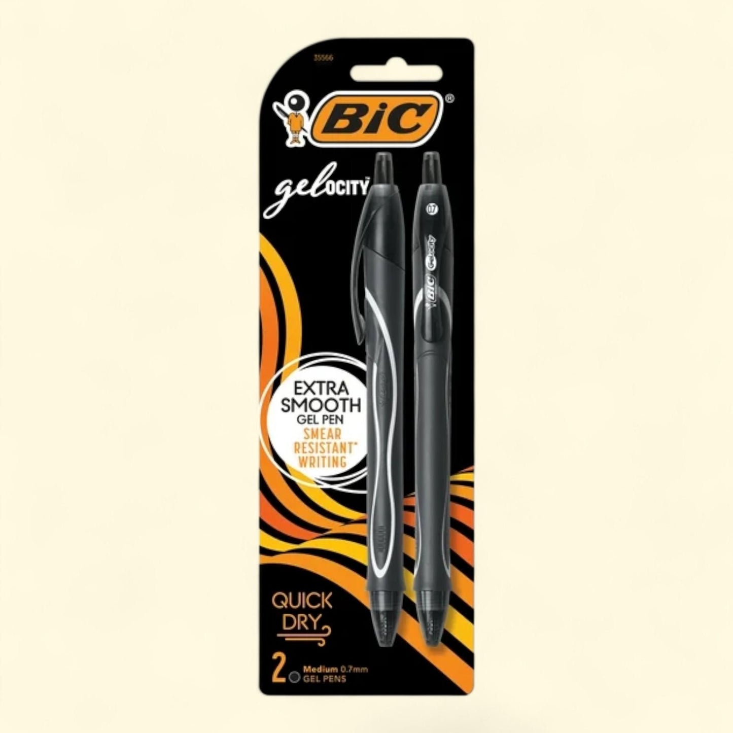 BIC Gelocity Gel Pens, Medium Point, 0.7mm, Black Ink, 2 Count