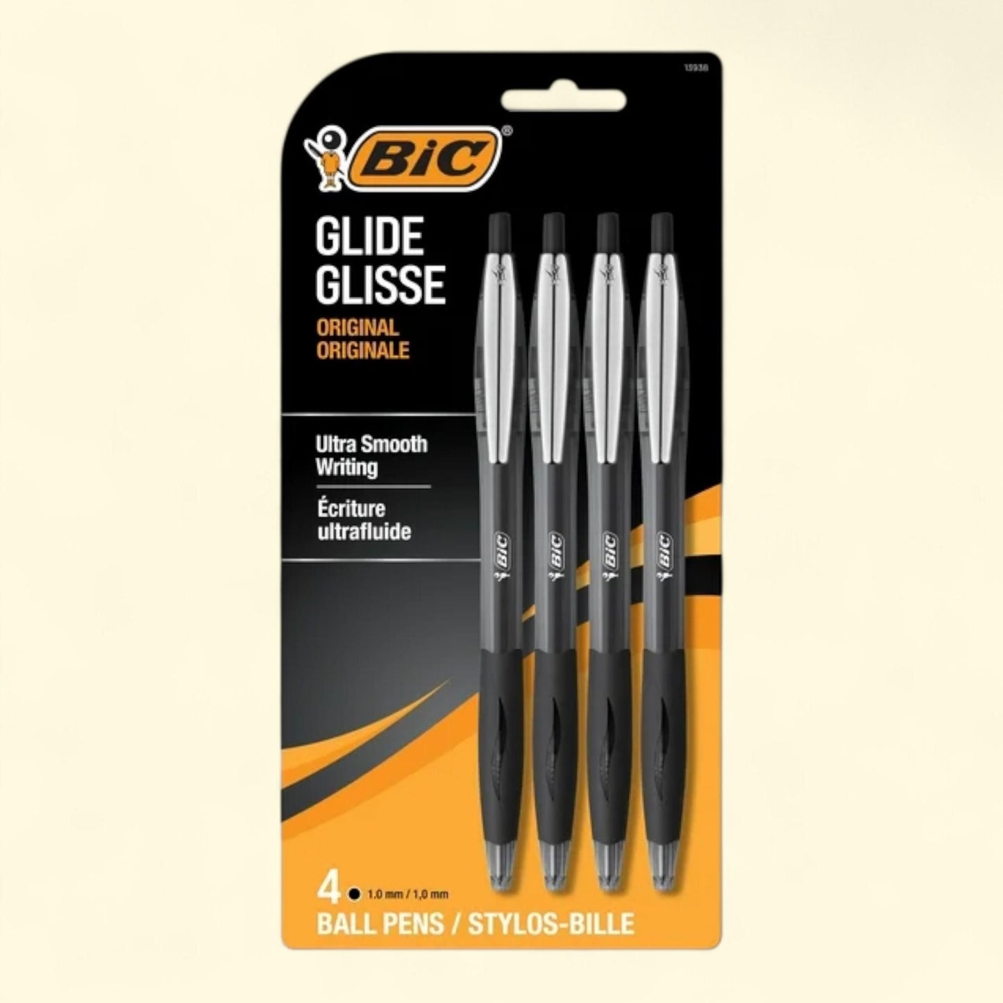 BIC Glide Ballpoint Pen, Medium Point, 1.0 mm, Black Ink, 4 Count