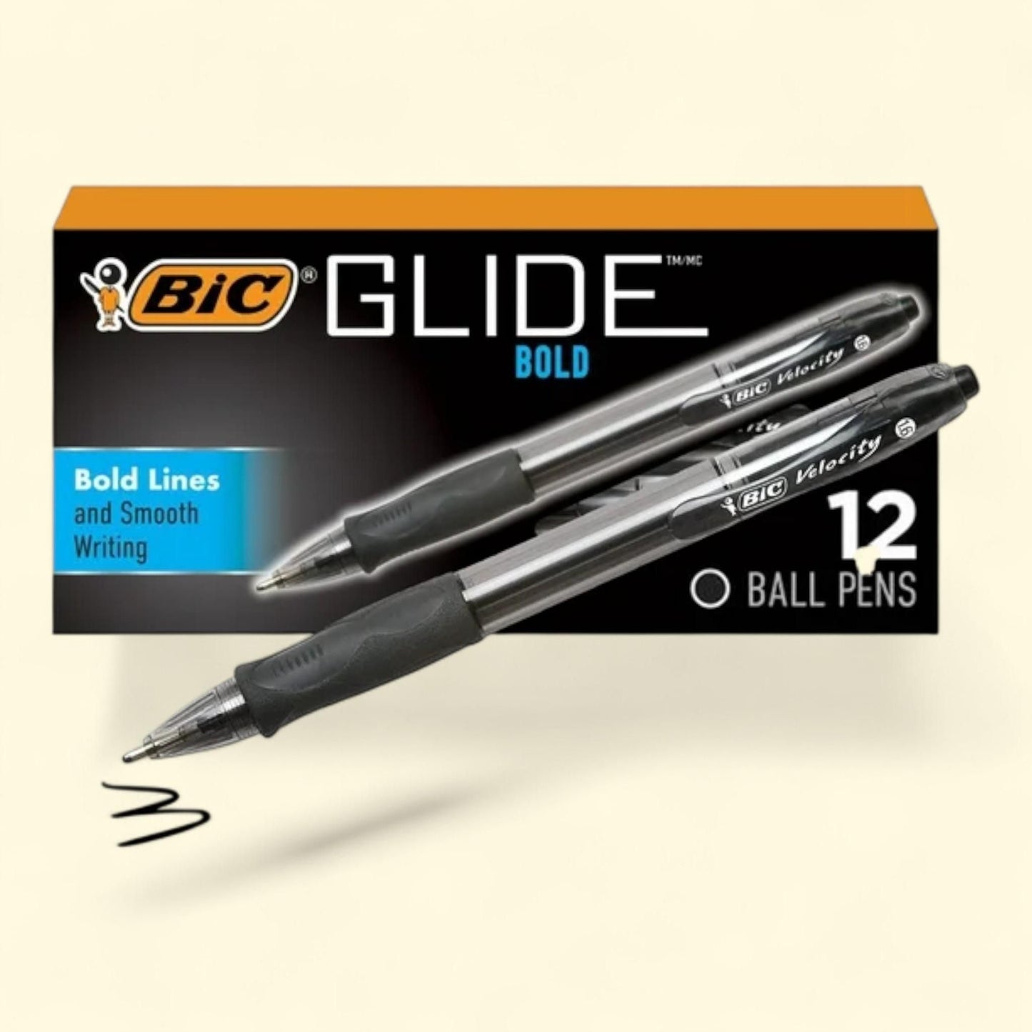BIC Glide Bold Retractable Ball Pen, Black, 1.6mm Bold Point, 12 Pack — authentic US product shipped worldwide by Treatspree