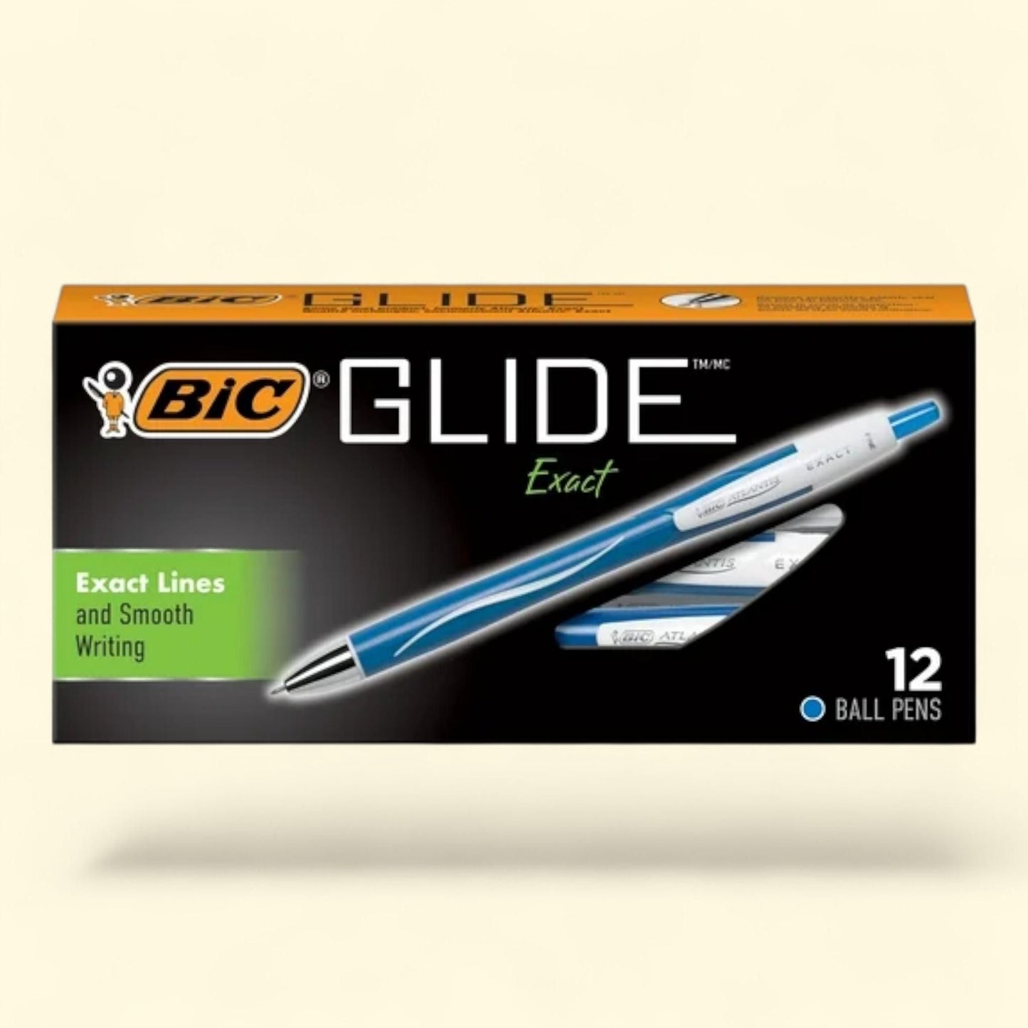 BIC Glide Exact Blue Retractable Ballpoint Pens, Fine Point, 12-Count
