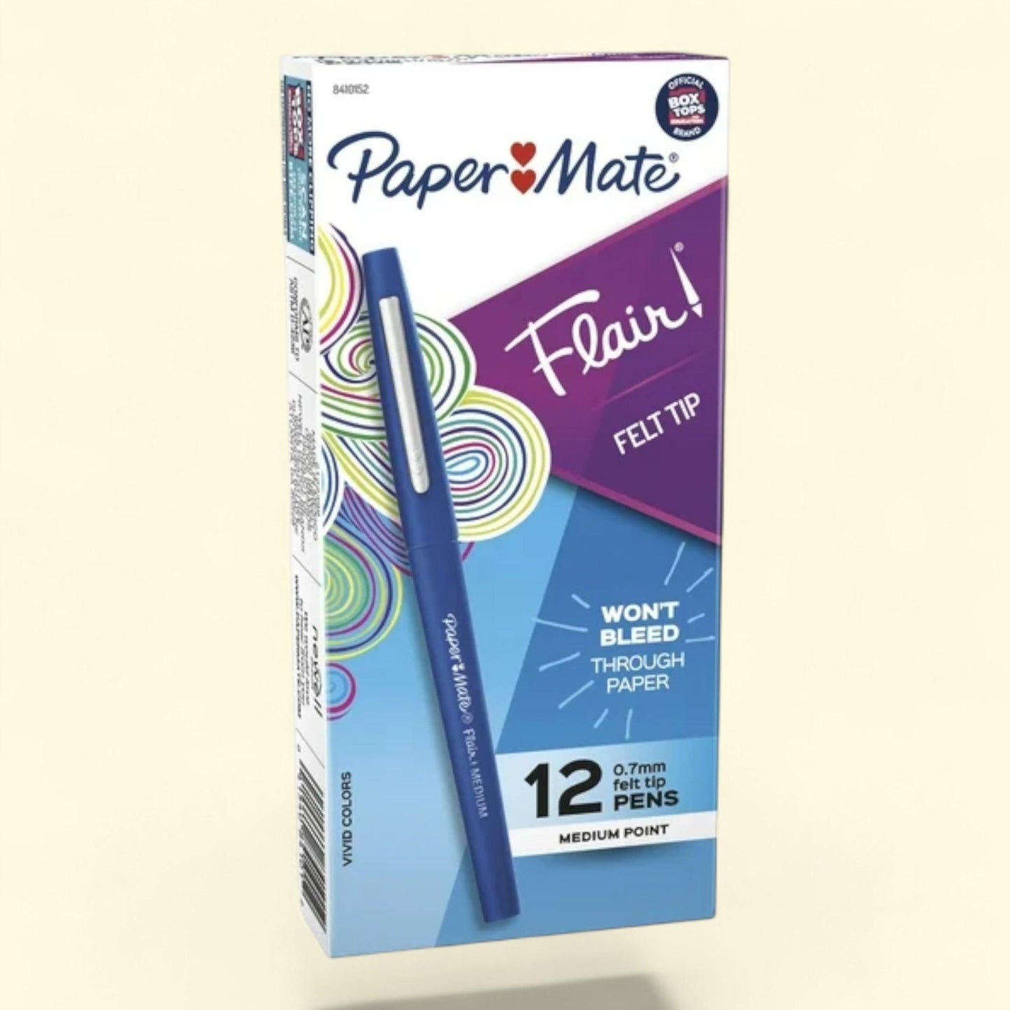 Paper Mate Flair Felt Tip Pens, Medium Point, Blue, 12 Count